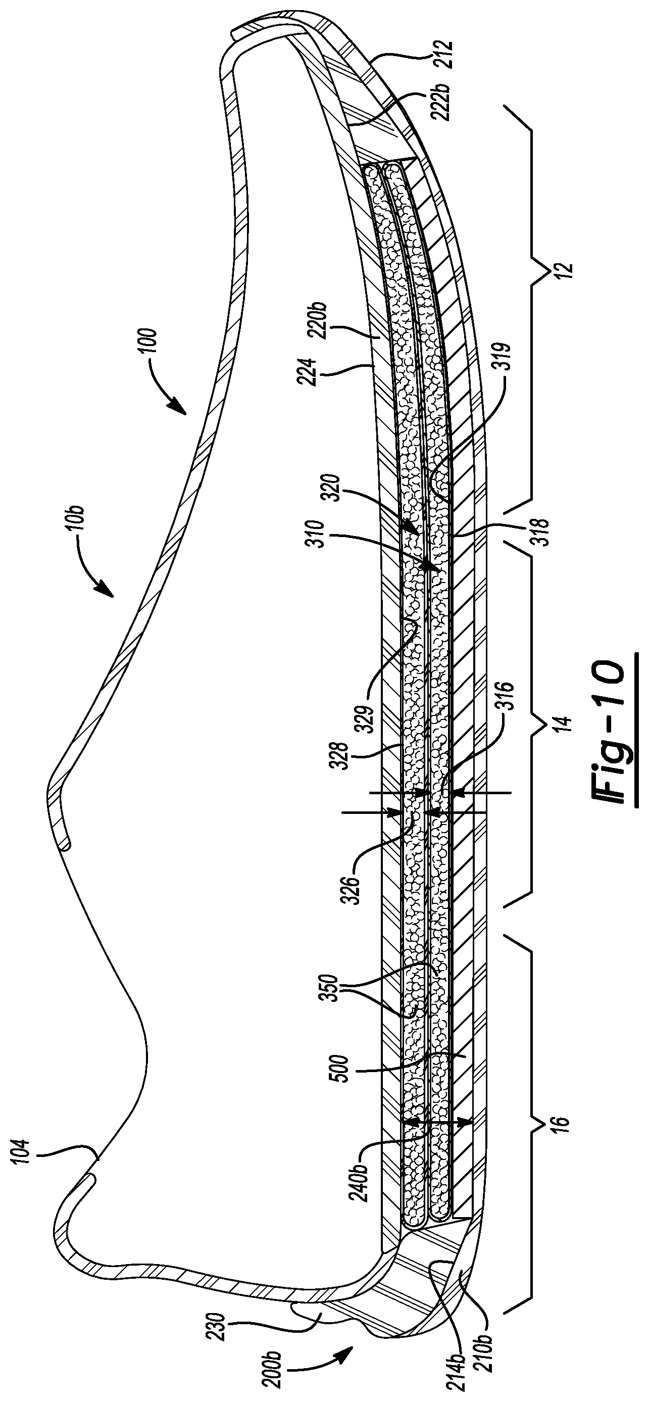 Patent US12137768 Figure 5 – Particulate foam stacked casings