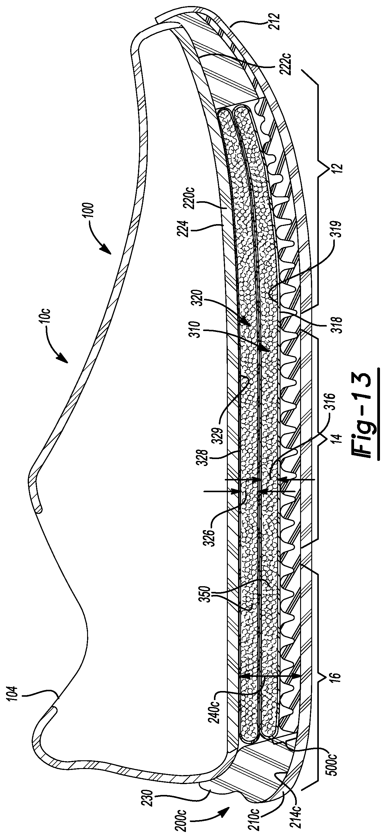 Patent US12137768 Figure 7 – Particulate foam stacked casings