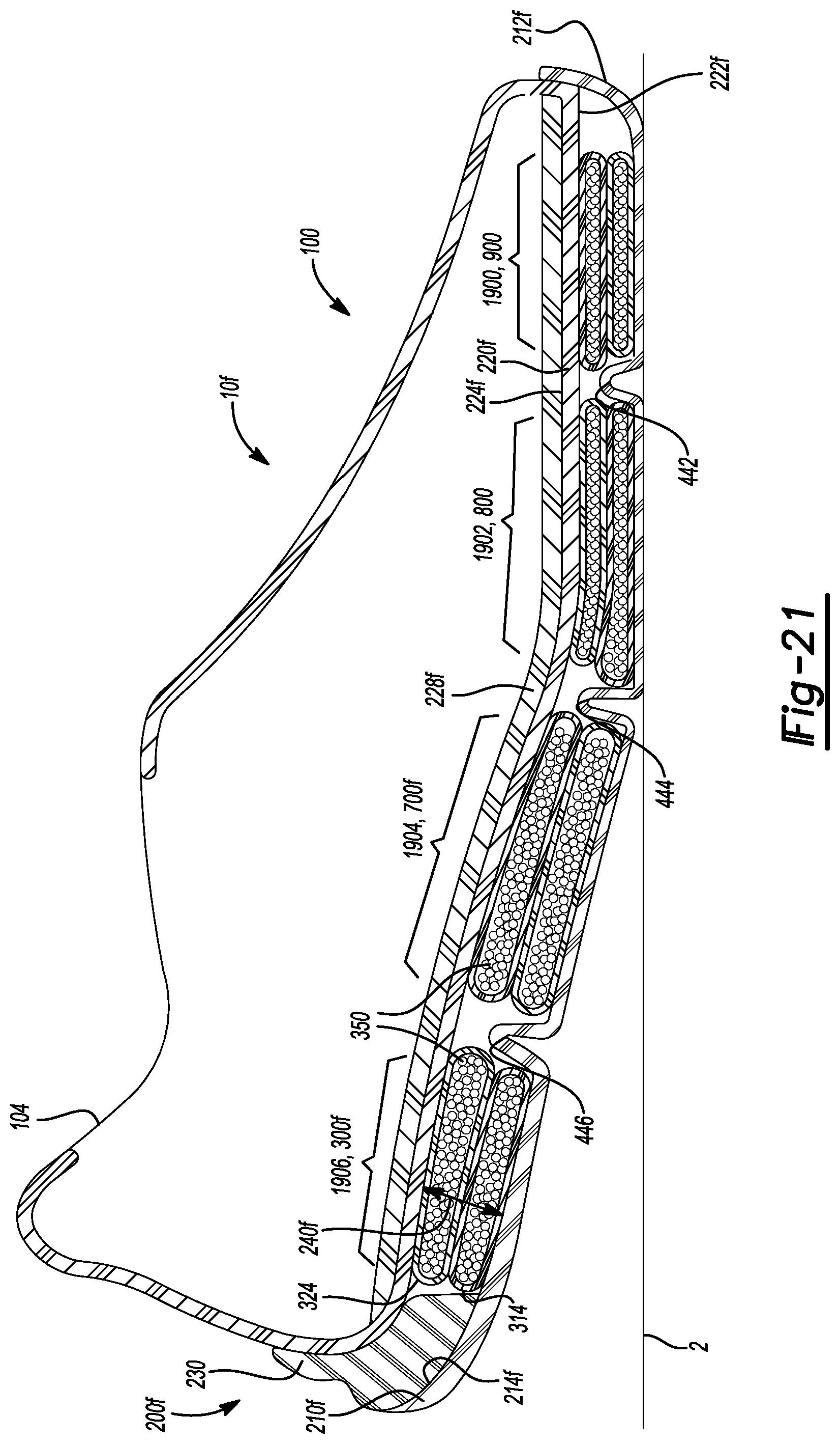 Patent US12137768 Figure 12 – Particulate foam stacked casings