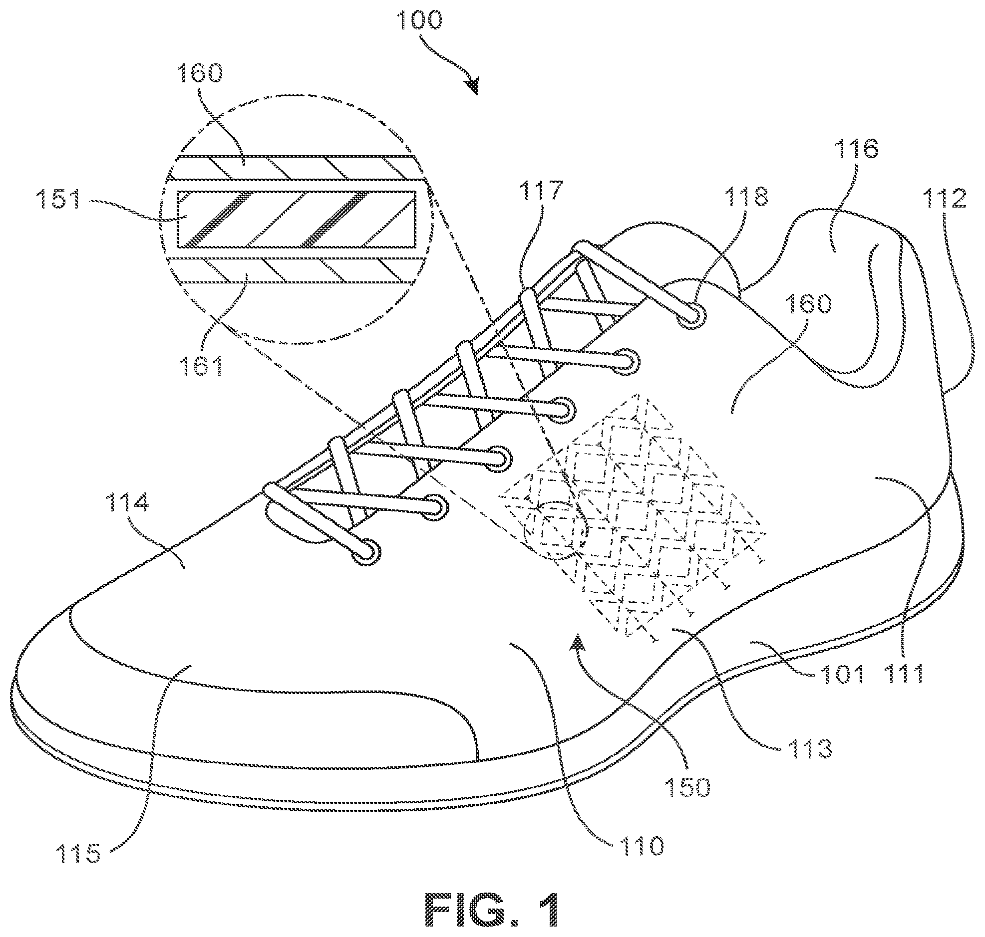 Patent US12137771 Figure 1 – Article of footwear with dynamic support