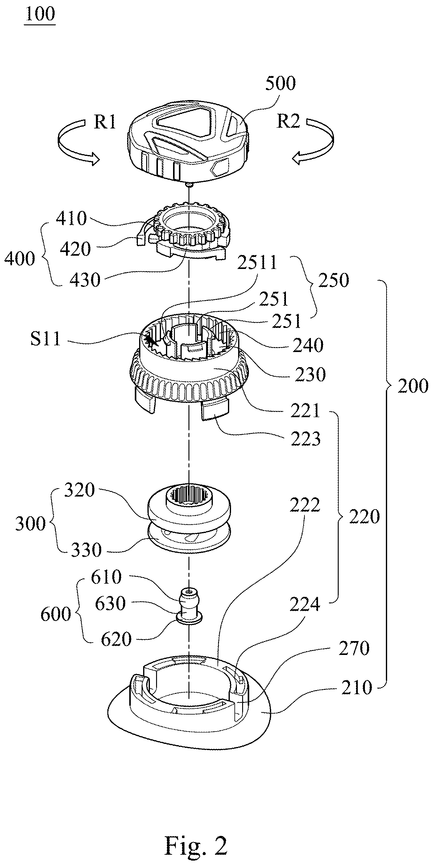 Patent US12137773 Figure 2 – Fastening device