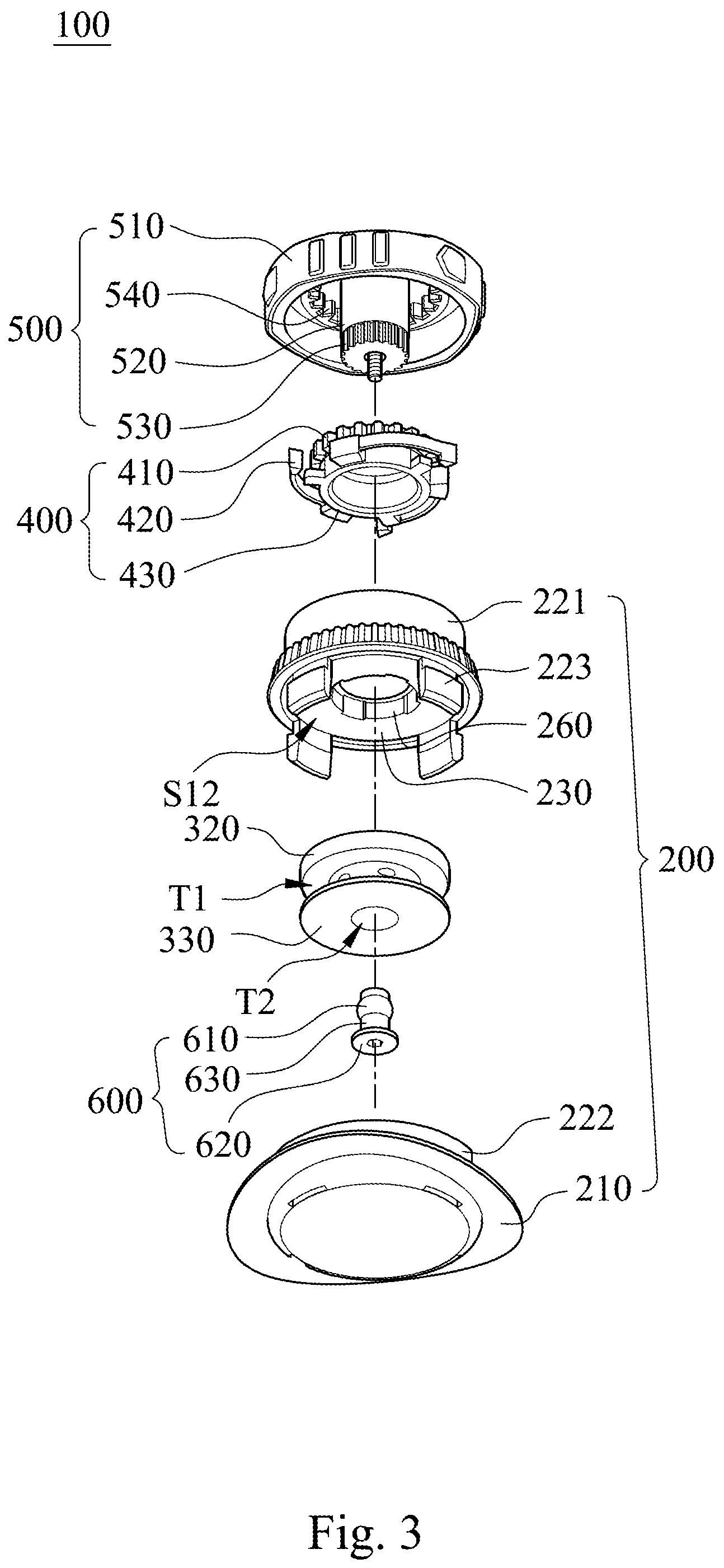 Patent US12137773 Figure 3 – Fastening device