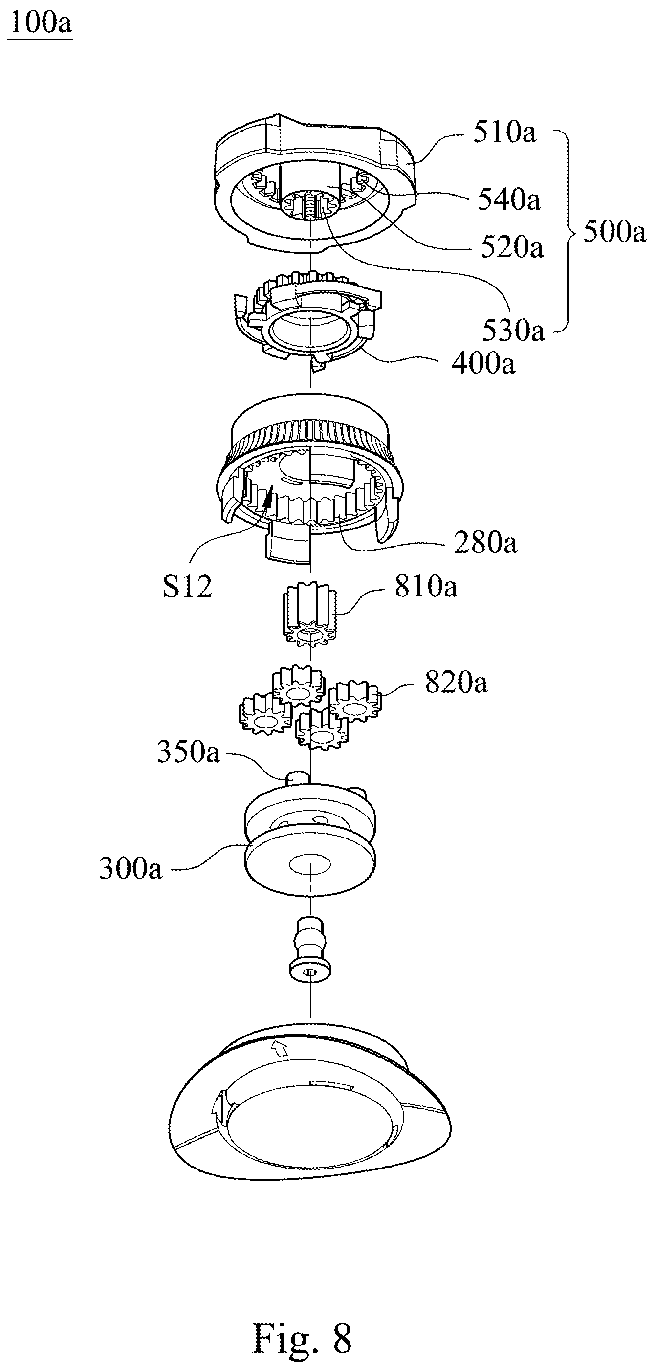 Patent US12137773 Figure 8 – Fastening device