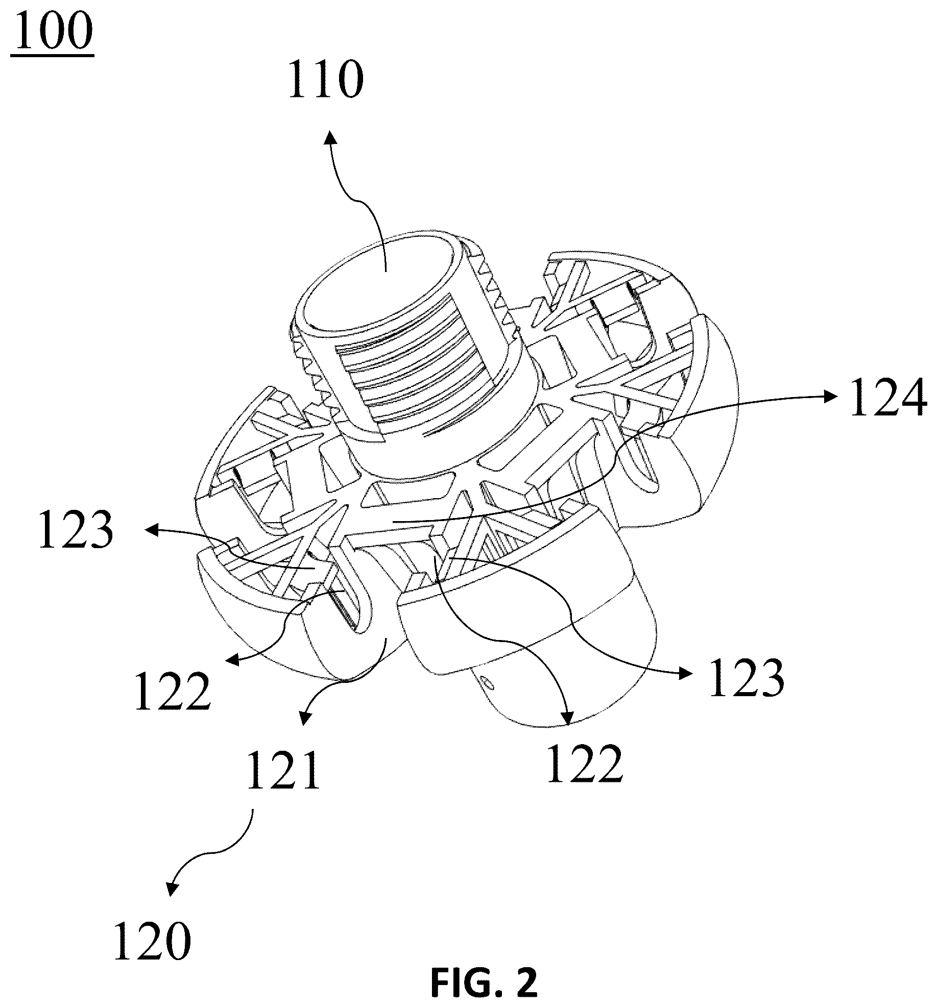 Patent US12137779 Figure 2 – 3-in-1 connector system for shading structure
