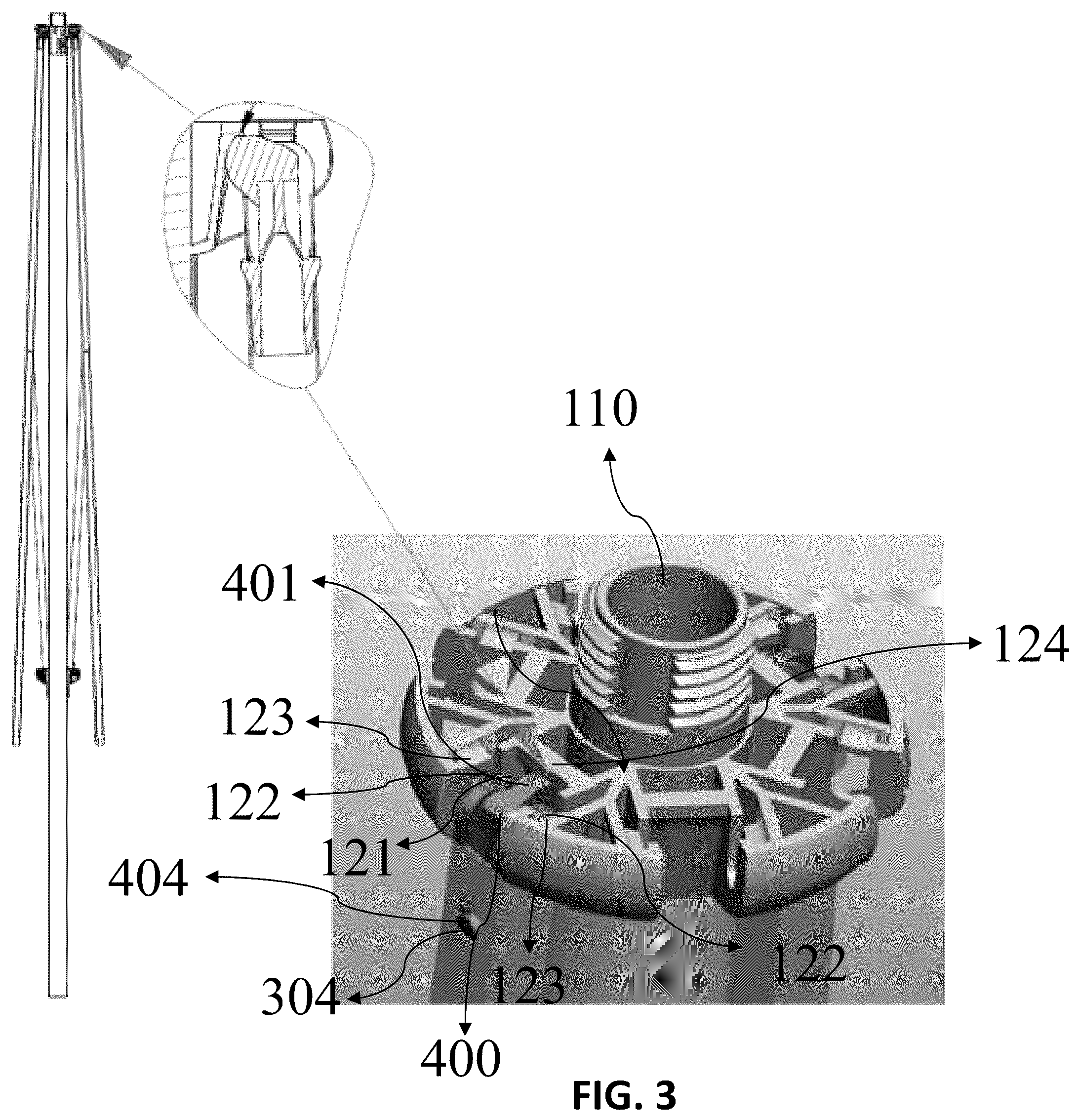 Patent US12137779 Figure 3 – 3-in-1 connector system for shading structure