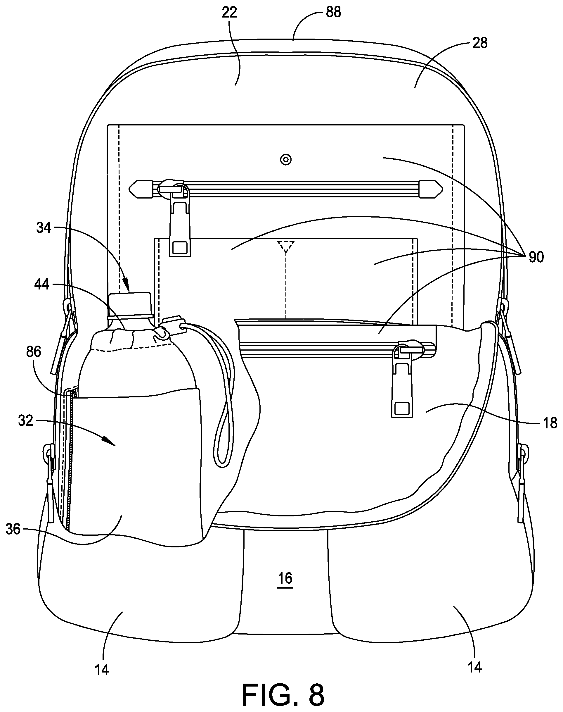 Patent US12137783 Figure 8 – Repositionable bottle holder