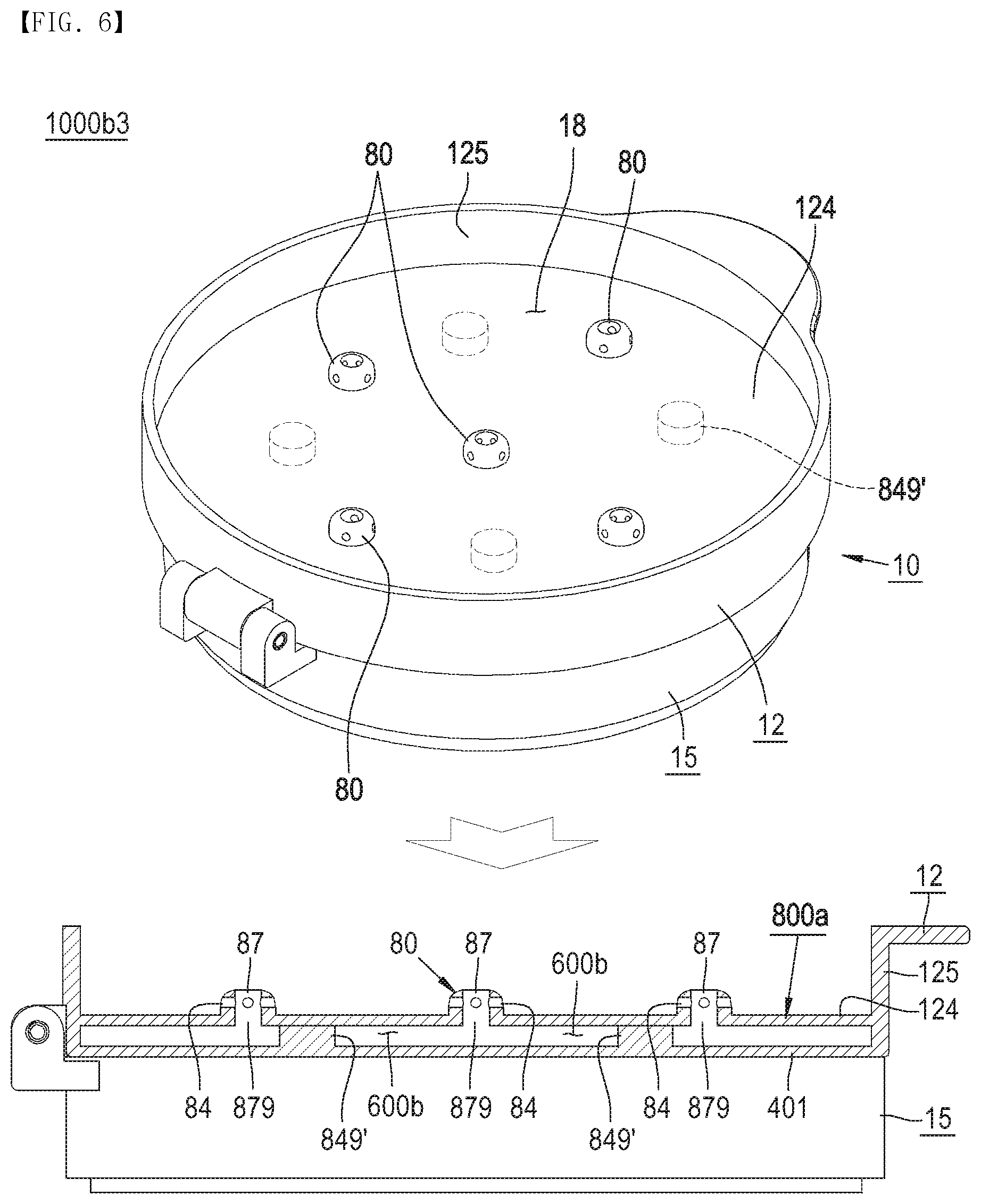 Patent US12137787 Figure 6 – Cosmetic container in which application means having air storage space is embedded