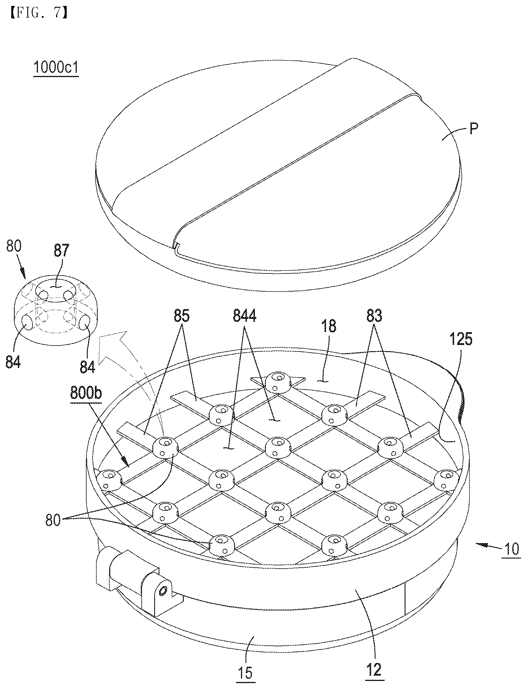 Patent US12137787 Figure 7 – Cosmetic container in which application means having air storage space is embedded