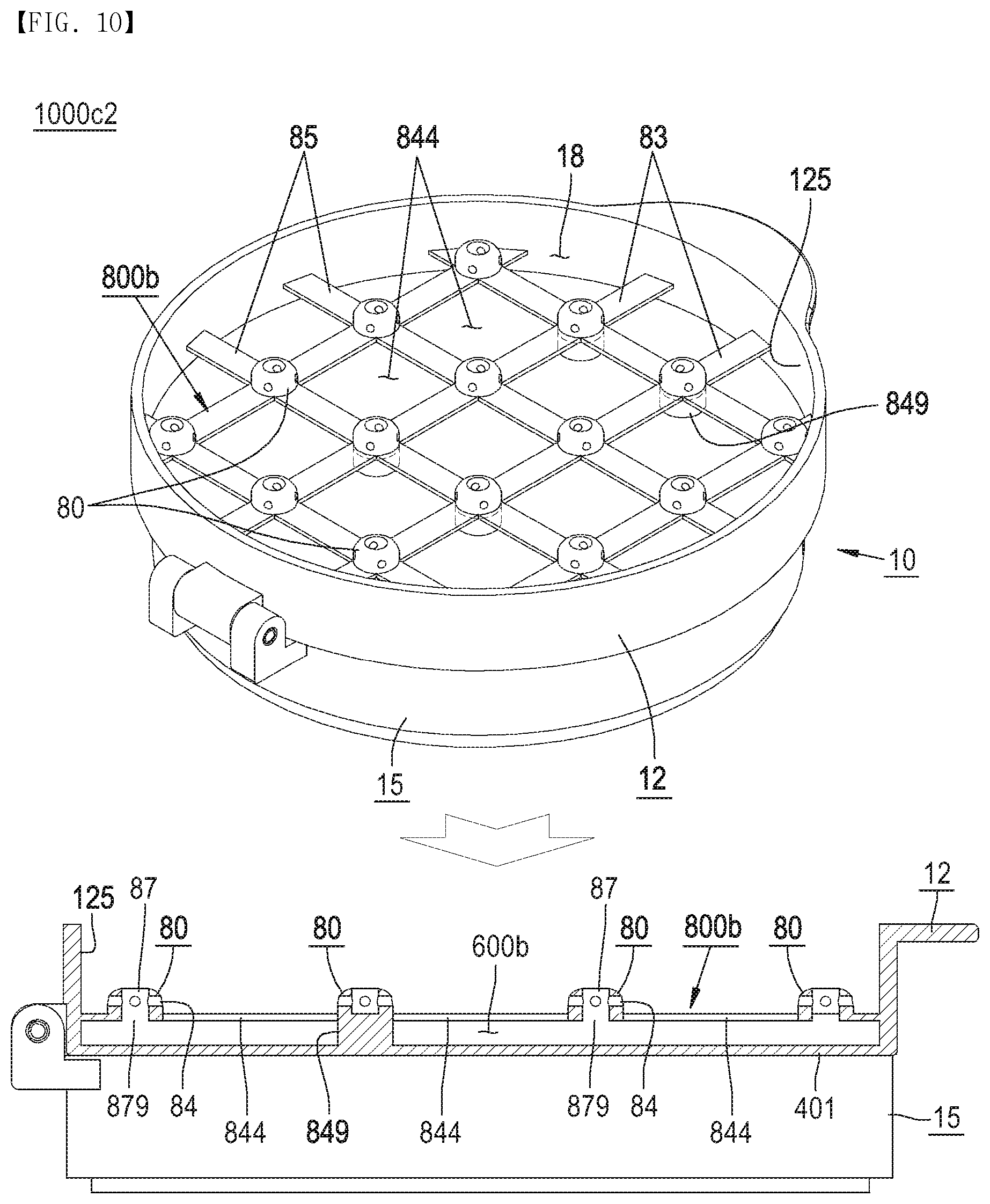 Patent US12137787 Figure 10 – Cosmetic container in which application means having air storage space is embedded