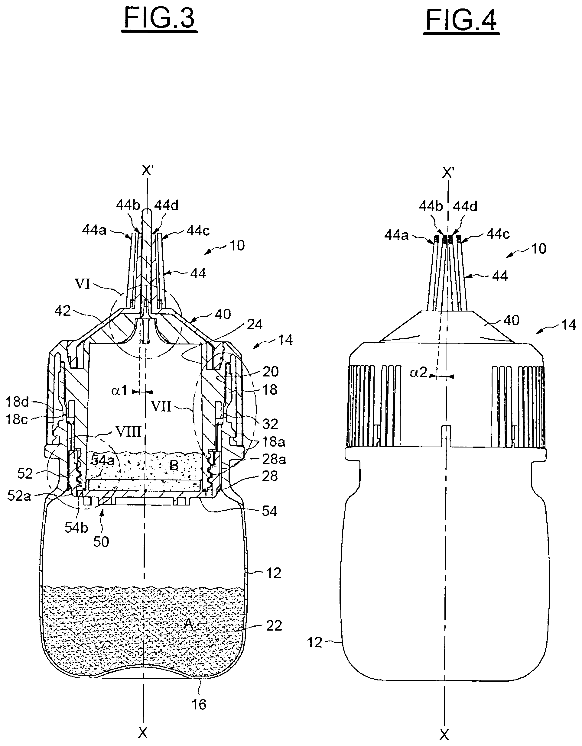 Patent US12137788 Figure 2 – Device for packaging and dispensing a product having inclined elastically deformable teeth