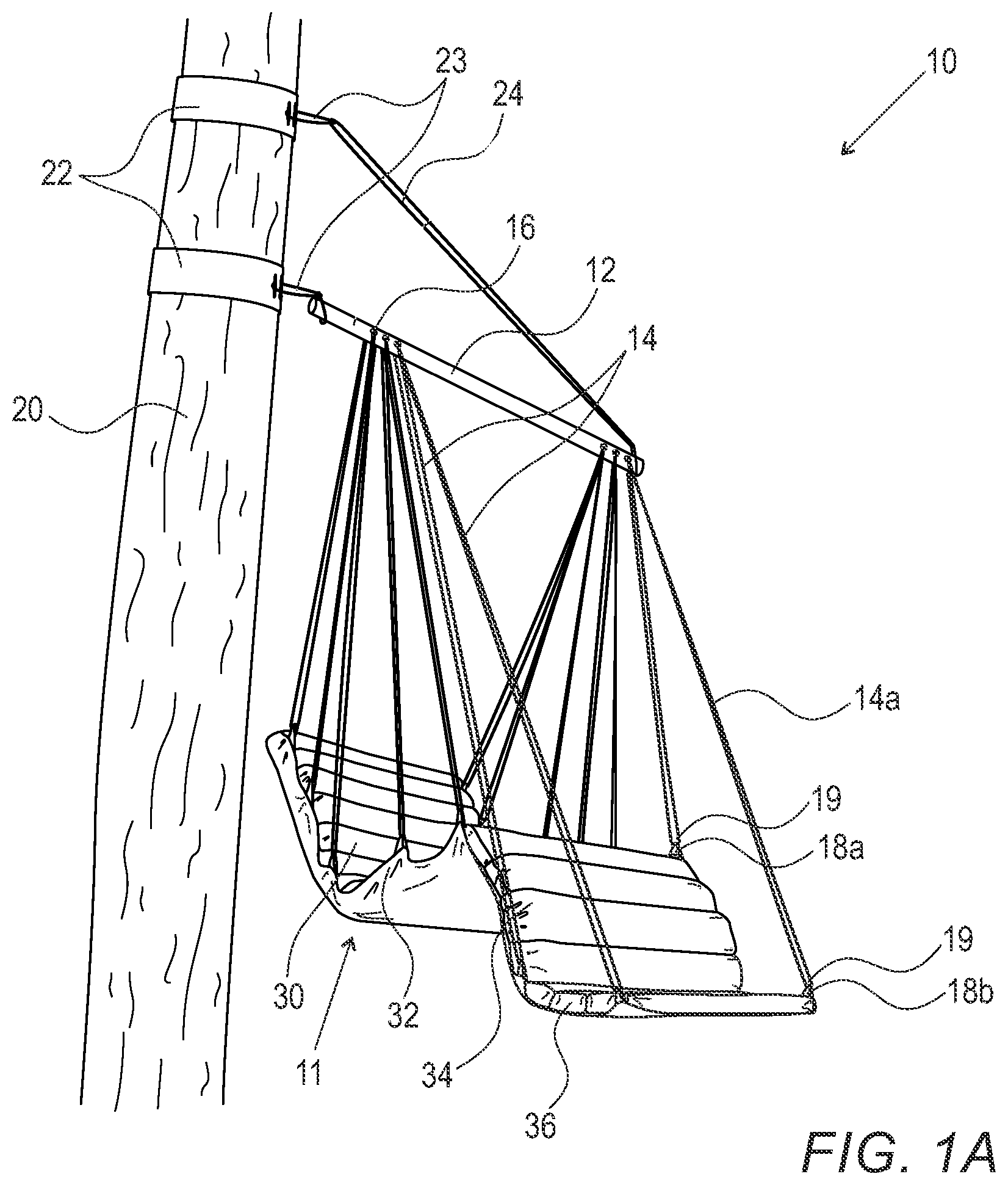 Patent US12137793 Figure 1 – Adjustably positionable hanging recliner