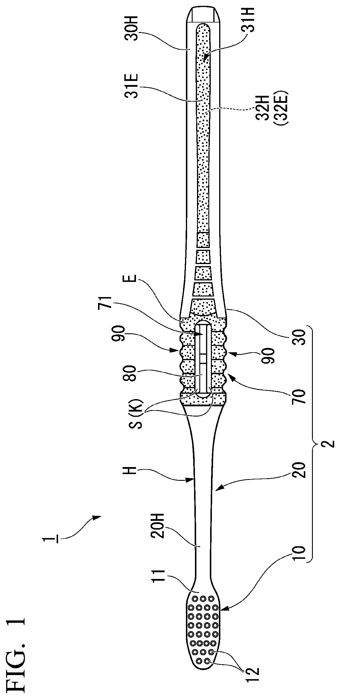 Patent US12137798 Figure 1 – Toothbrush