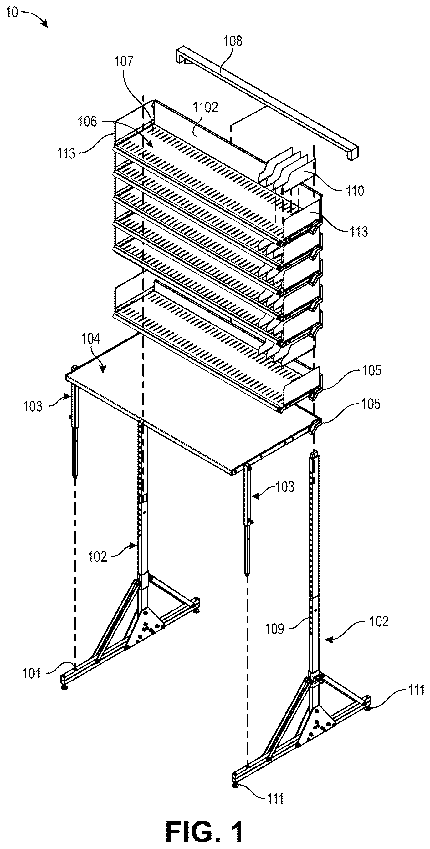 Patent US12137801 Figure 1 – Portable and foldable workstation apparatus