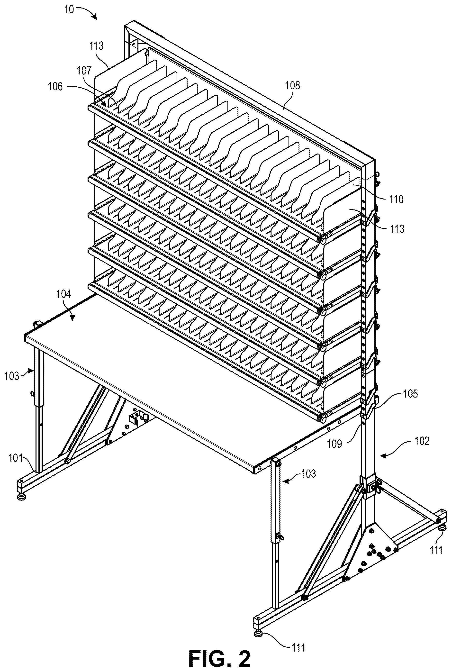 Patent US12137801 Figure 2 – Portable and foldable workstation apparatus
