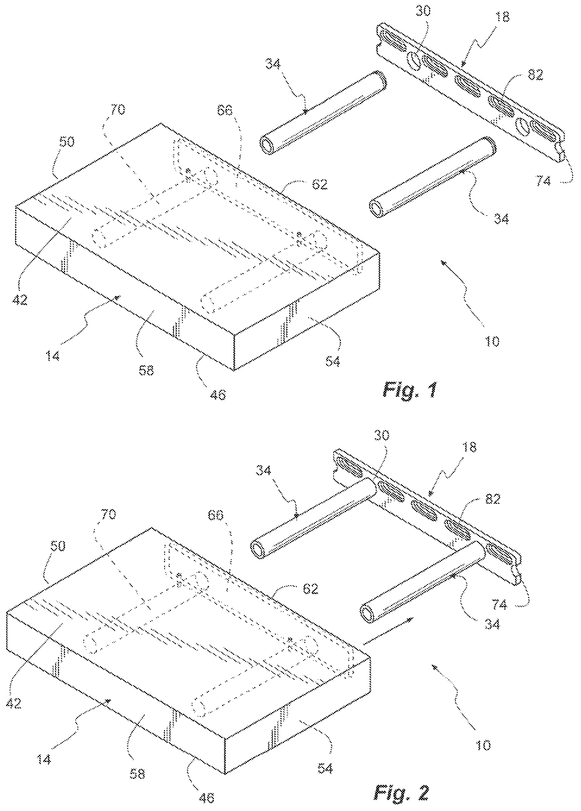 Patent US12137805 Figure 1 – Floating shelf bracket with threaded rods