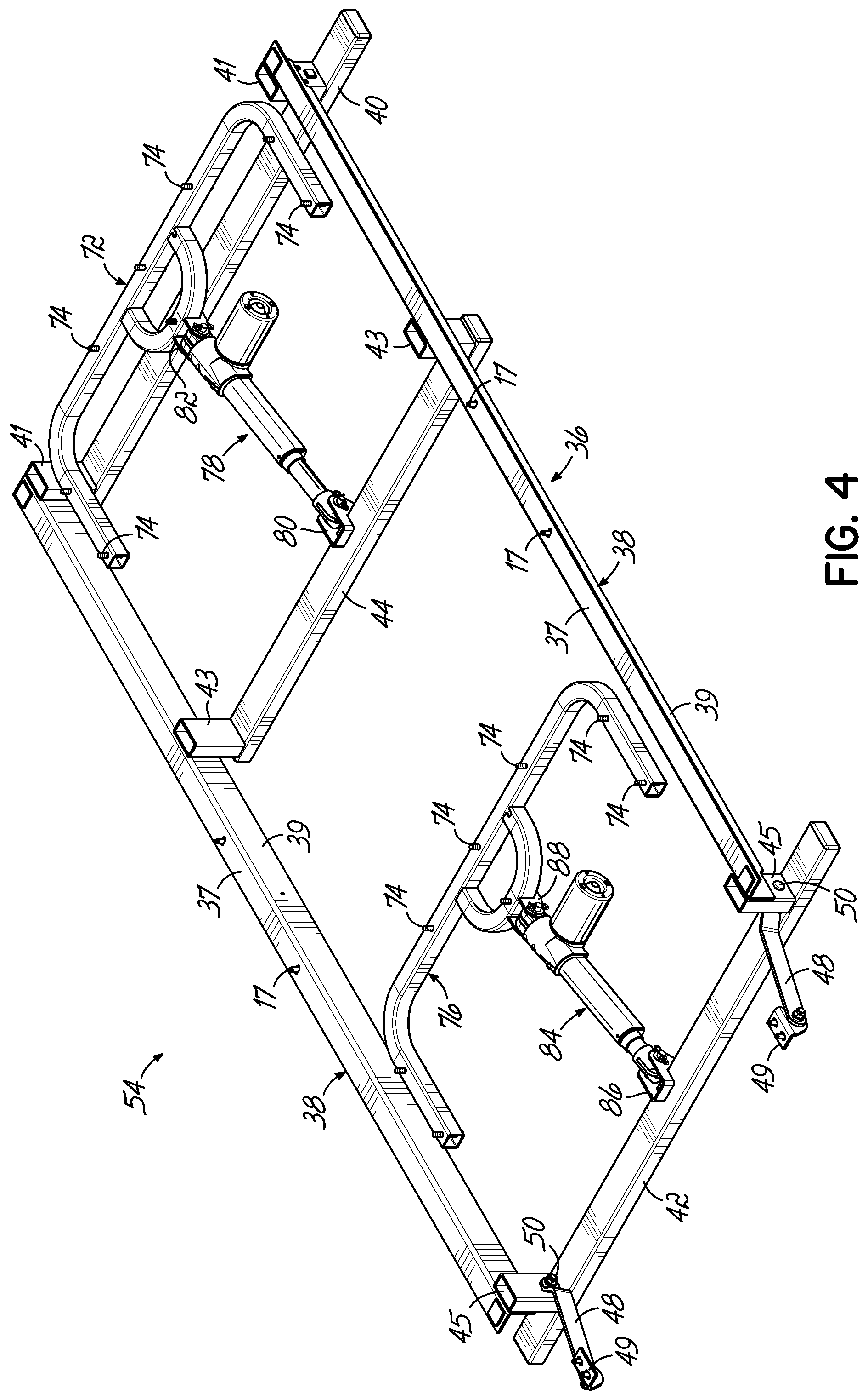 Patent US12137809 Figure 4 – Adjustable bed base with incline/decline feature