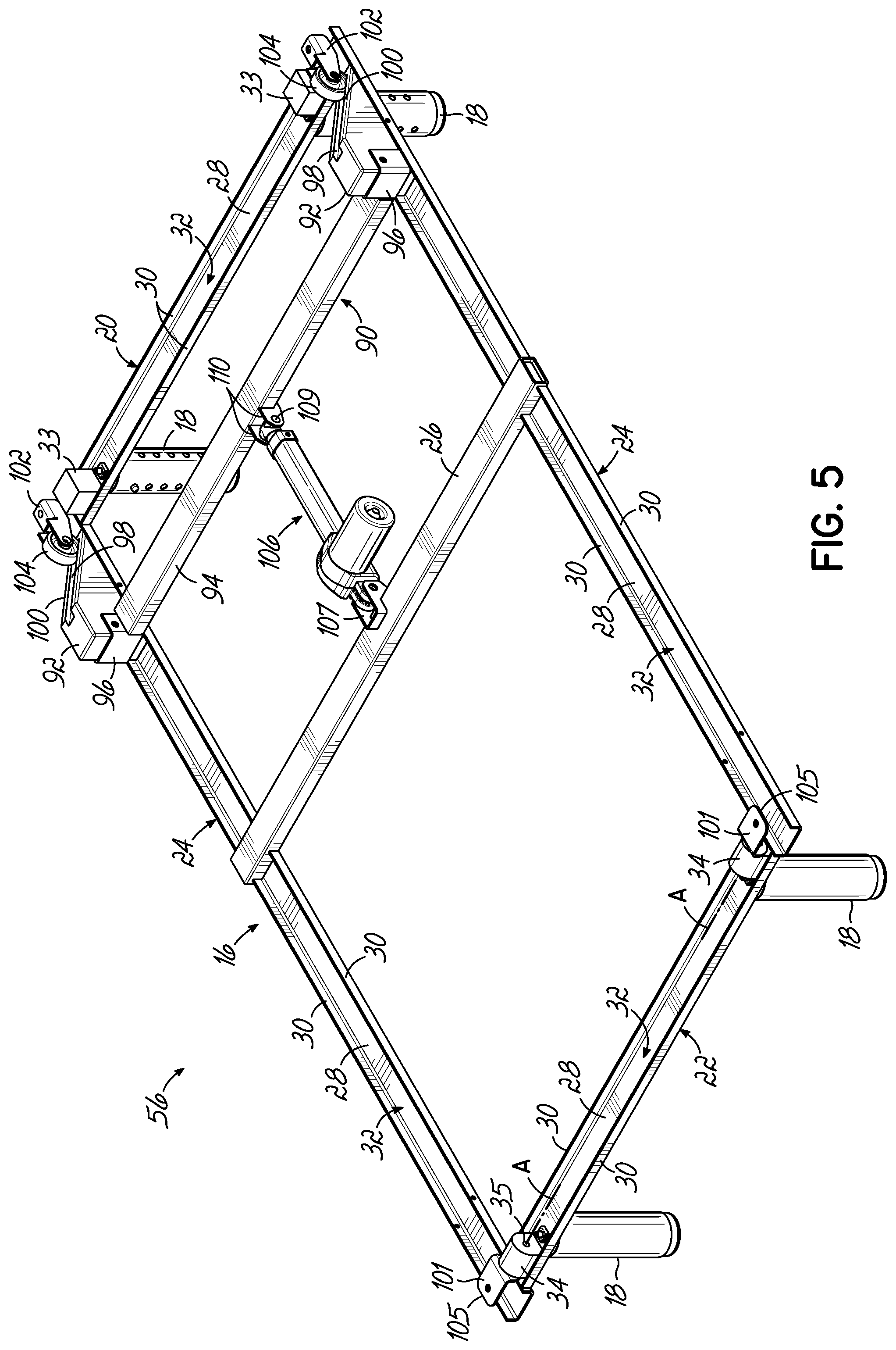 Patent US12137809 Figure 5 – Adjustable bed base with incline/decline feature
