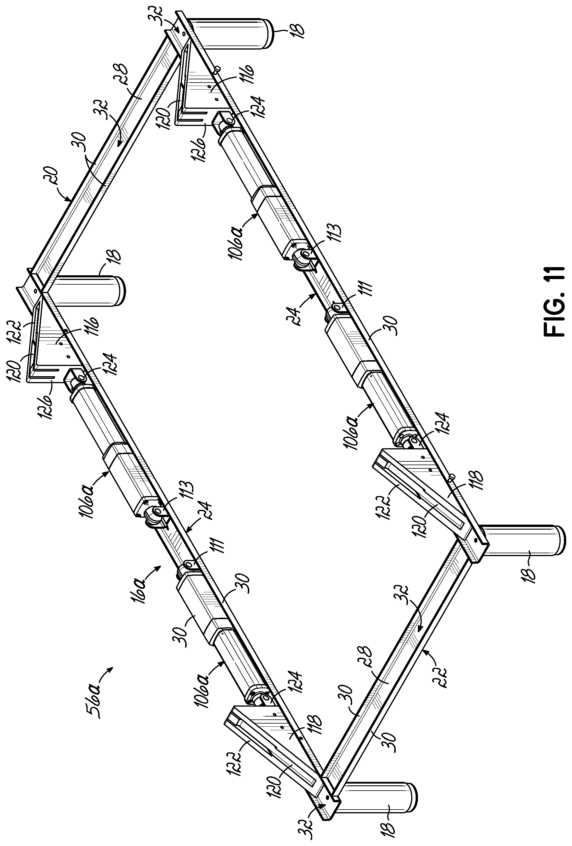 Patent US12137809 Figure 15 – Adjustable bed base with incline/decline feature