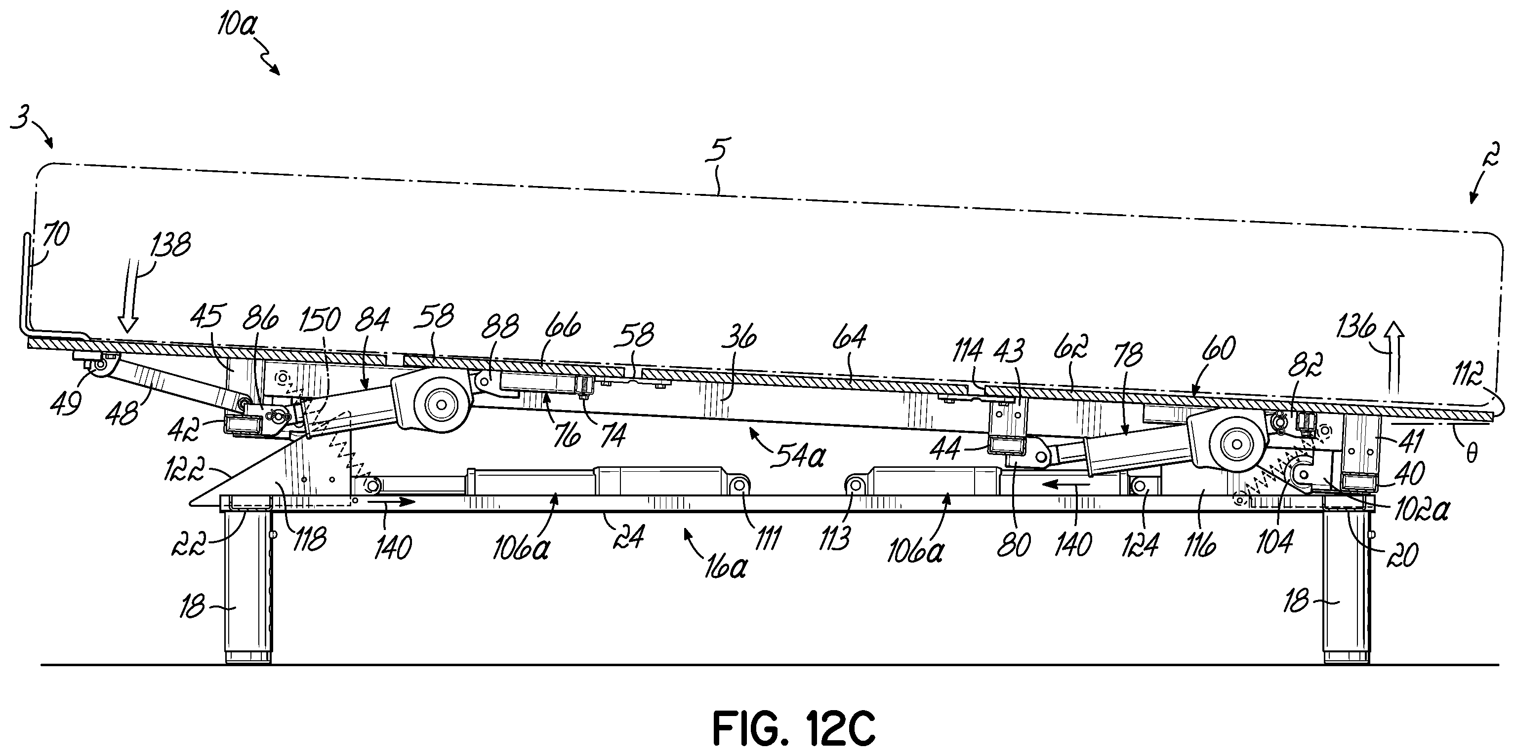Patent US12137809 Figure 18 – Adjustable bed base with incline/decline feature