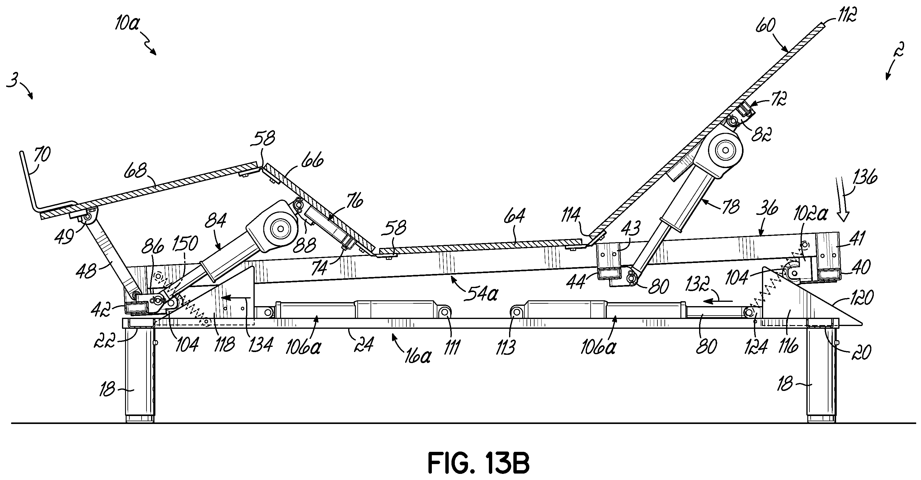 Patent US12137809 Figure 20 – Adjustable bed base with incline/decline feature