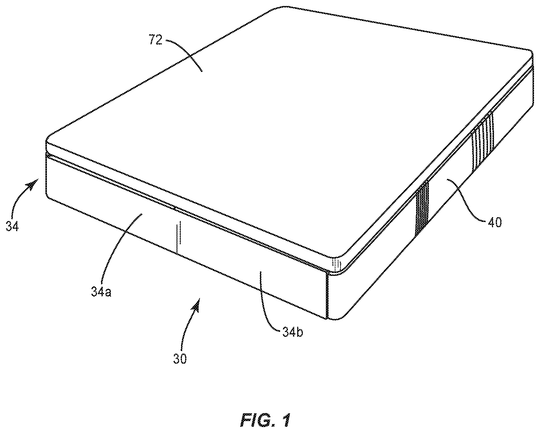 Patent US12137812 Figure 1 – Mattress assembly and method