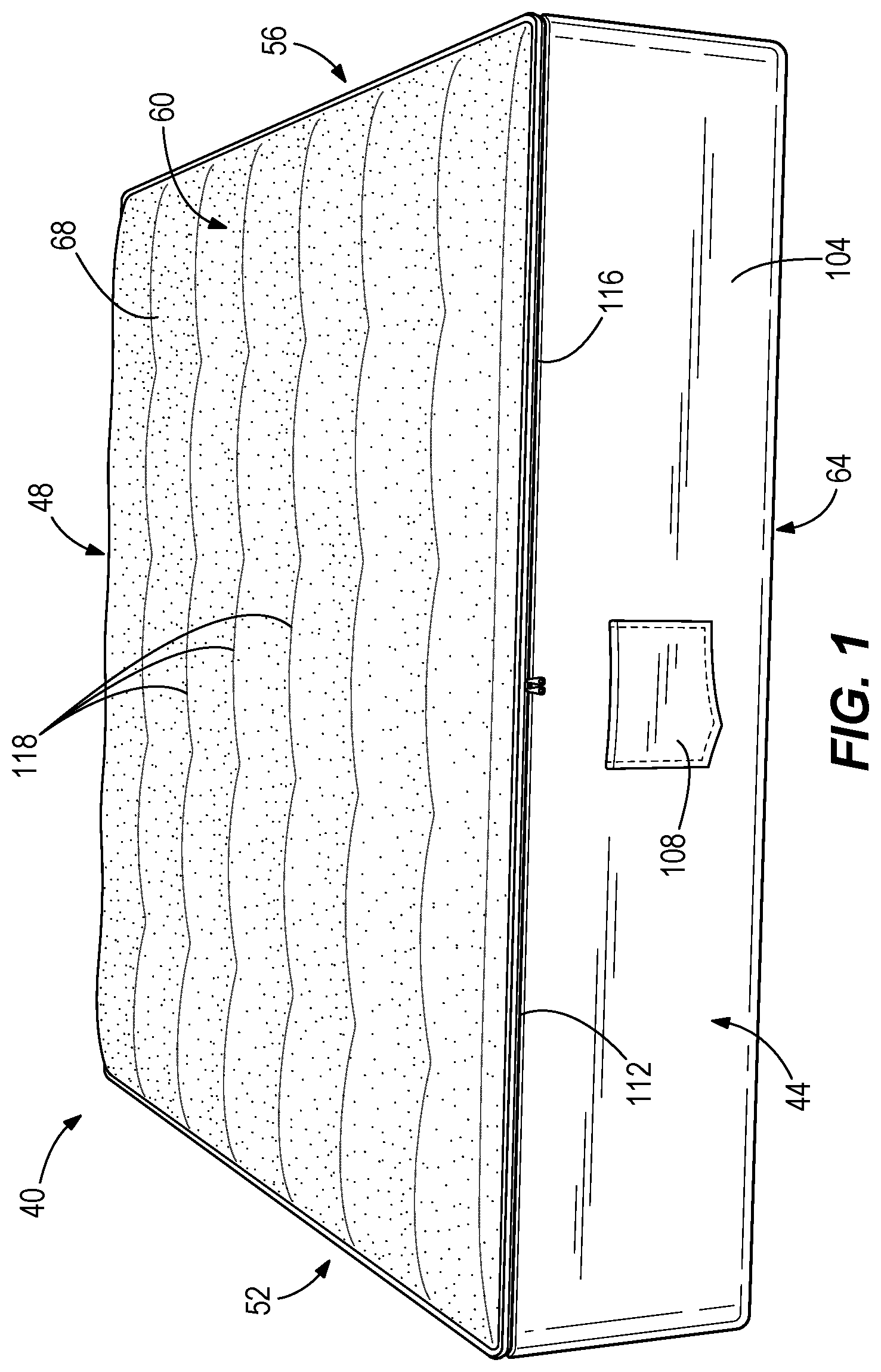 Patent US12137816 Figure 1 – Rearrangeable mattress with covered layers