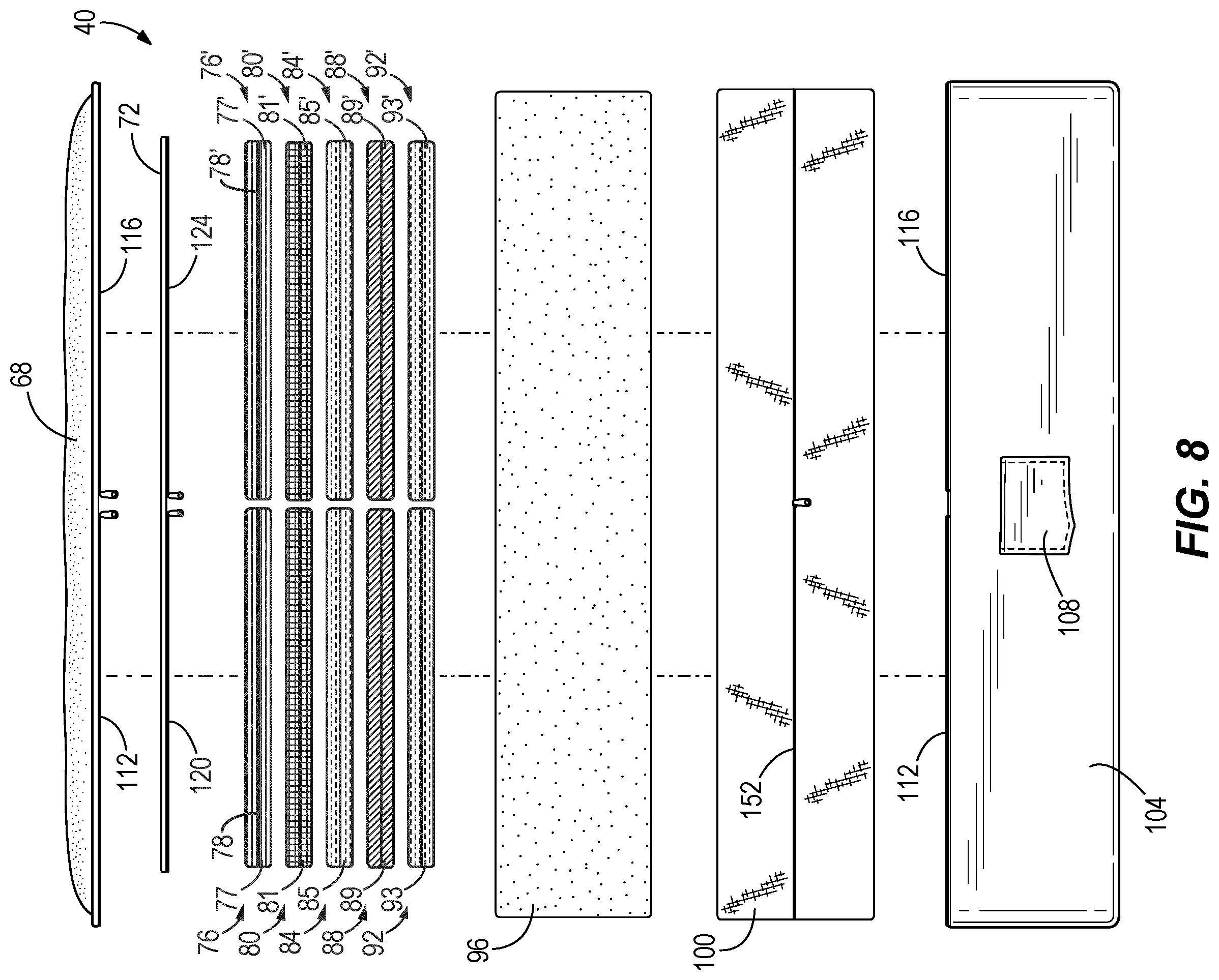 Patent US12137816 Figure 6 – Rearrangeable mattress with covered layers
