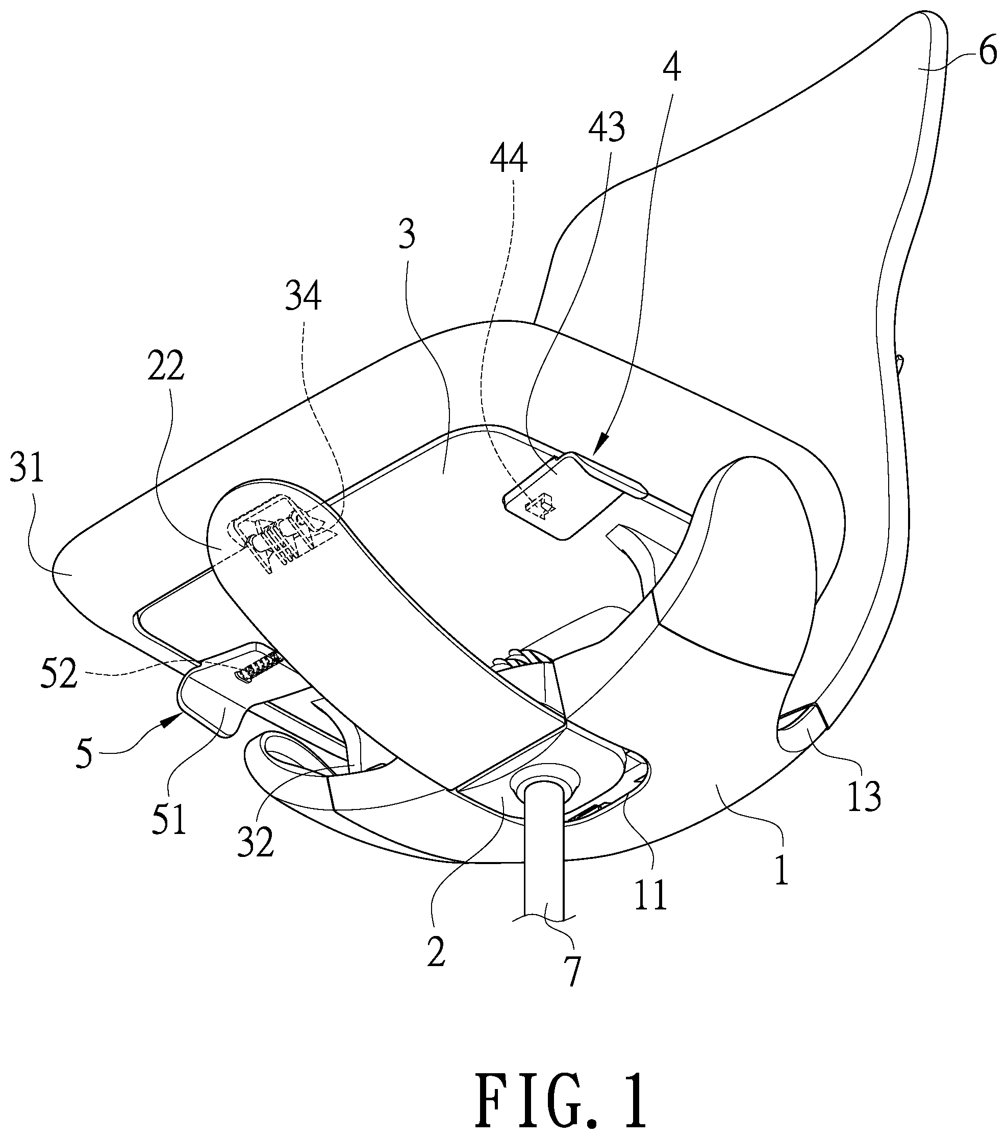 Patent US12137817 Figure 1 – Interlocking mechanism for seat and back of chair