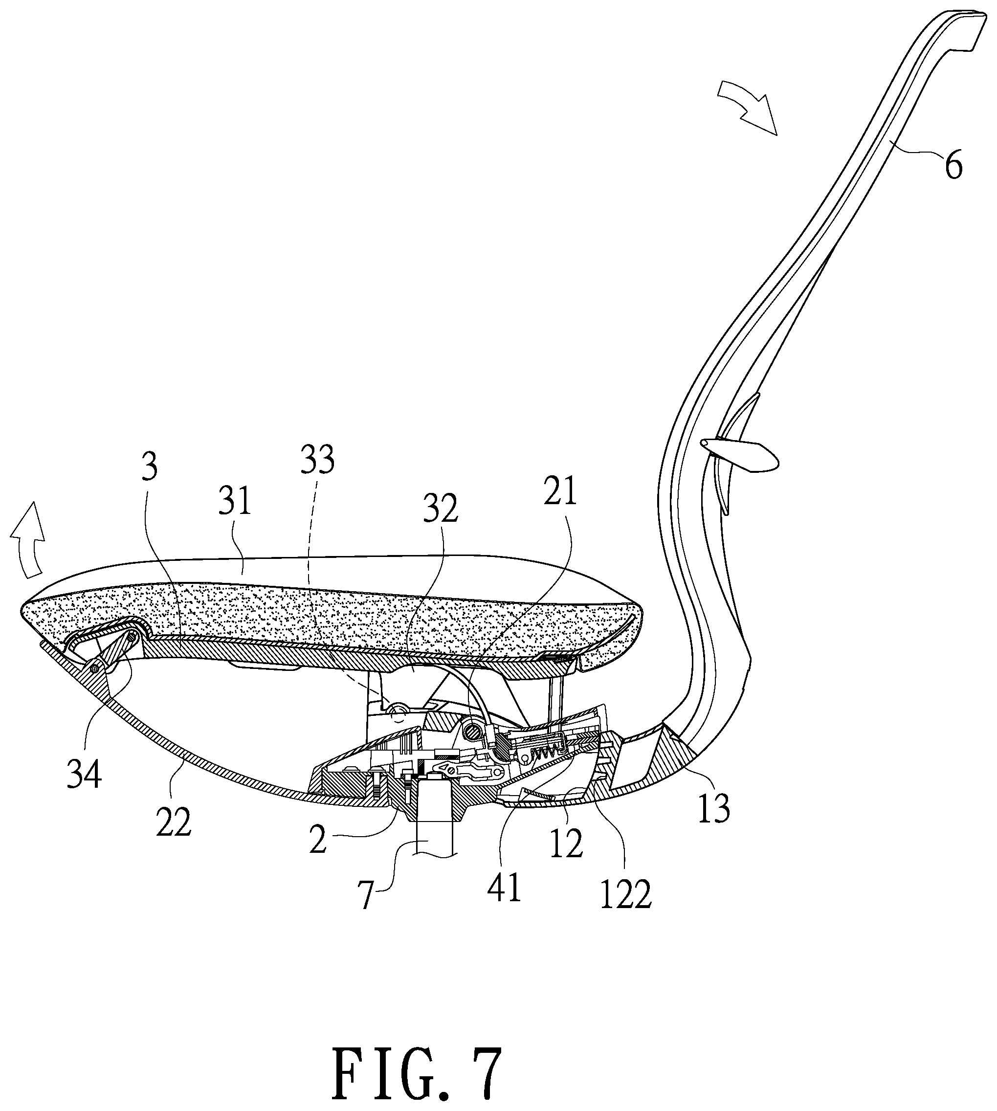 Patent US12137817 Figure 7 – Interlocking mechanism for seat and back of chair
