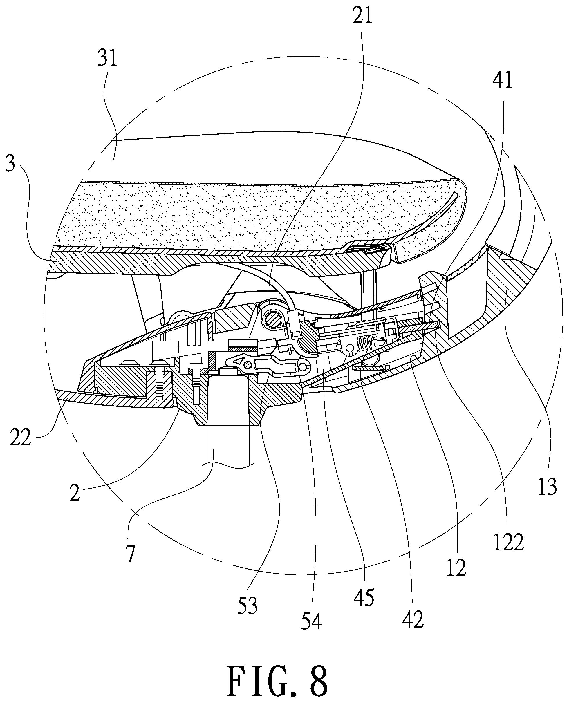 Patent US12137817 Figure 8 – Interlocking mechanism for seat and back of chair