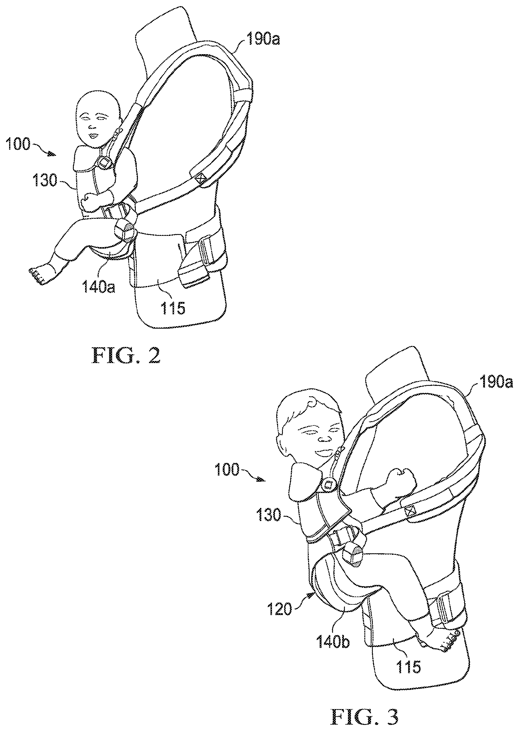 Patent US12137818 Figure 2 – Adjustable child carrier with multiple carry orientations