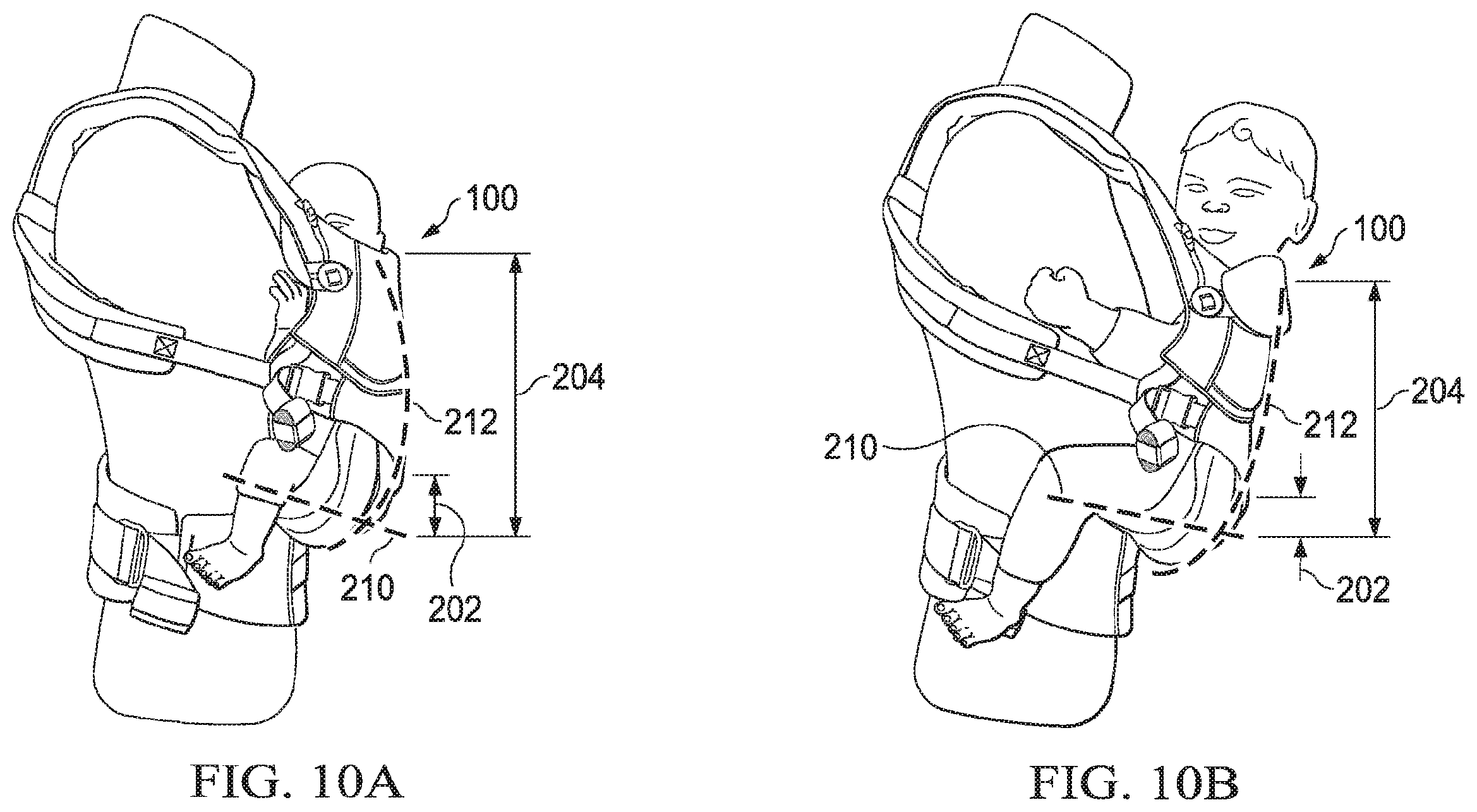 Patent US12137818 Figure 10 – Adjustable child carrier with multiple carry orientations