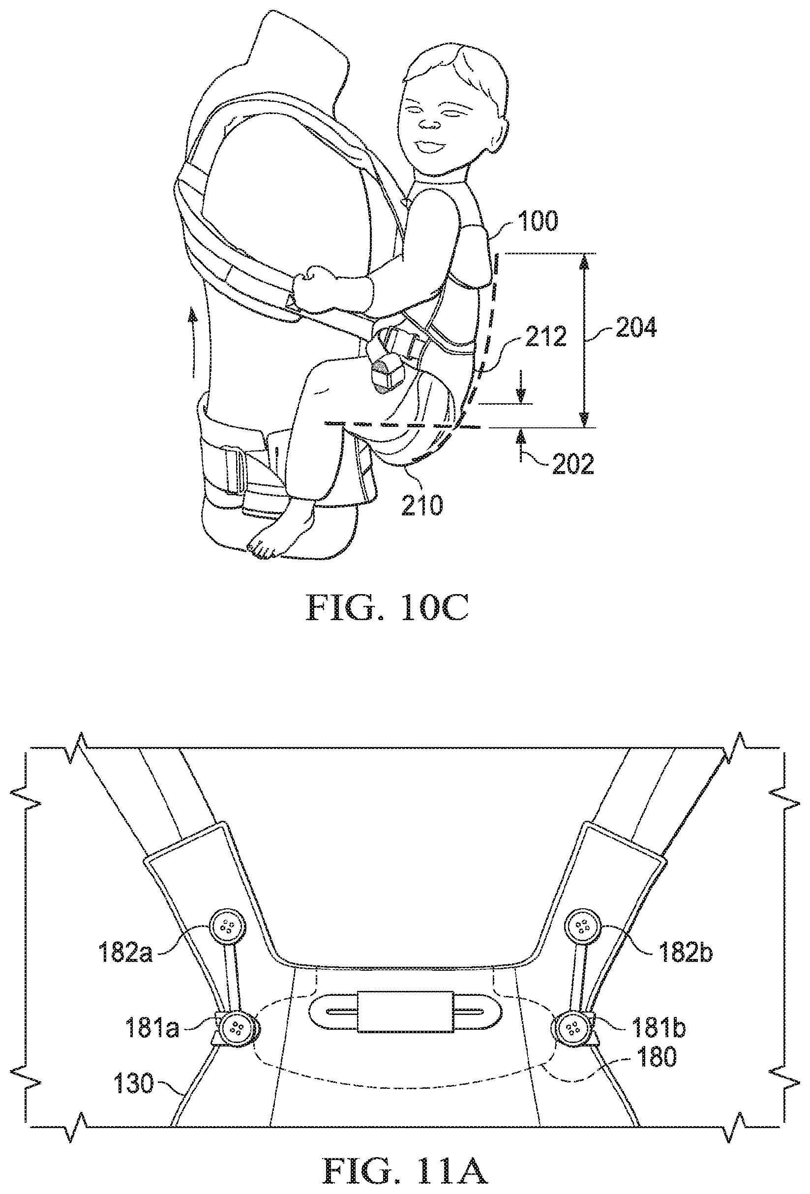 Patent US12137818 Figure 11 – Adjustable child carrier with multiple carry orientations