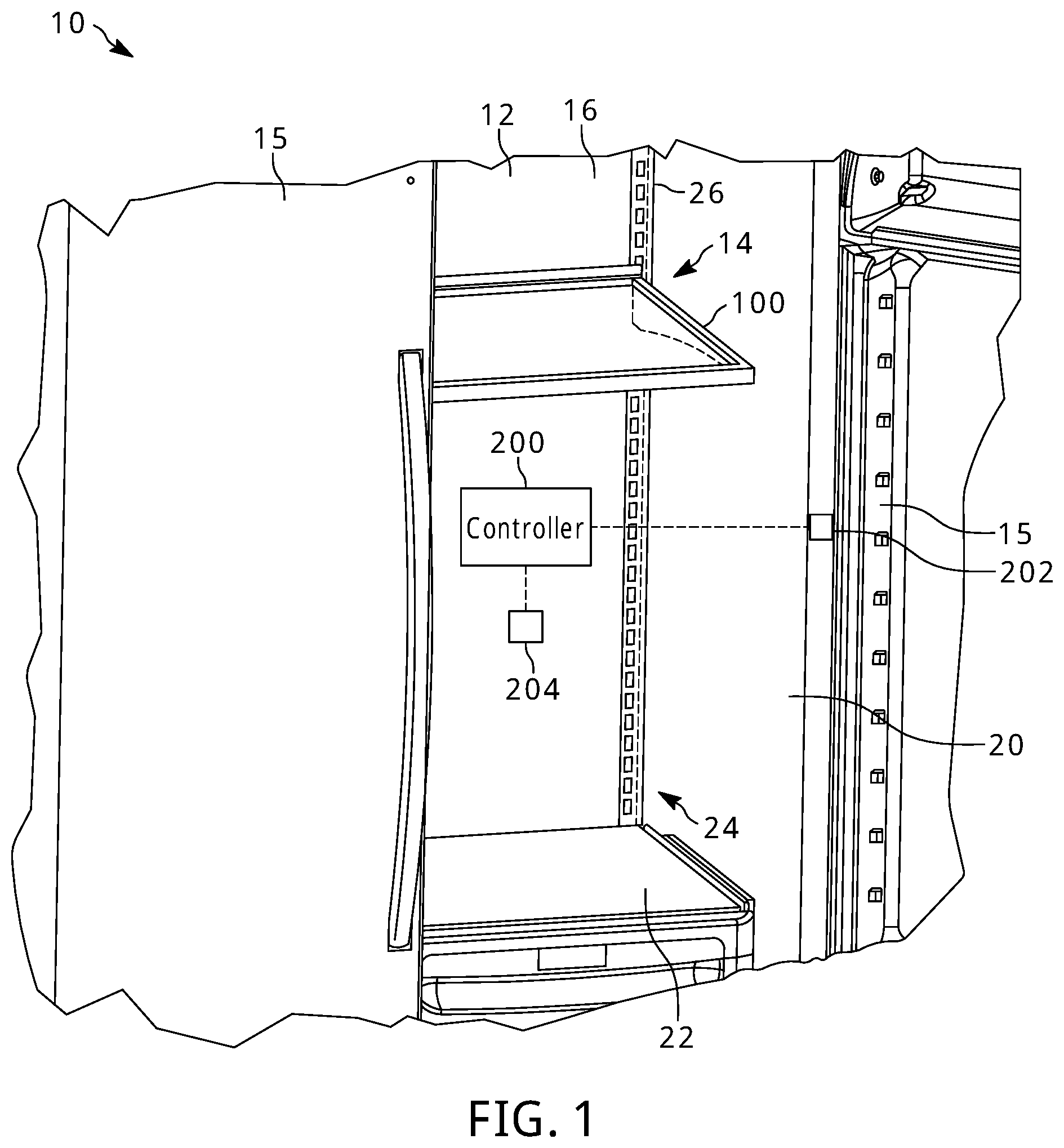 Patent US12137820 — Illuminated shelf assemblies — Figure 1