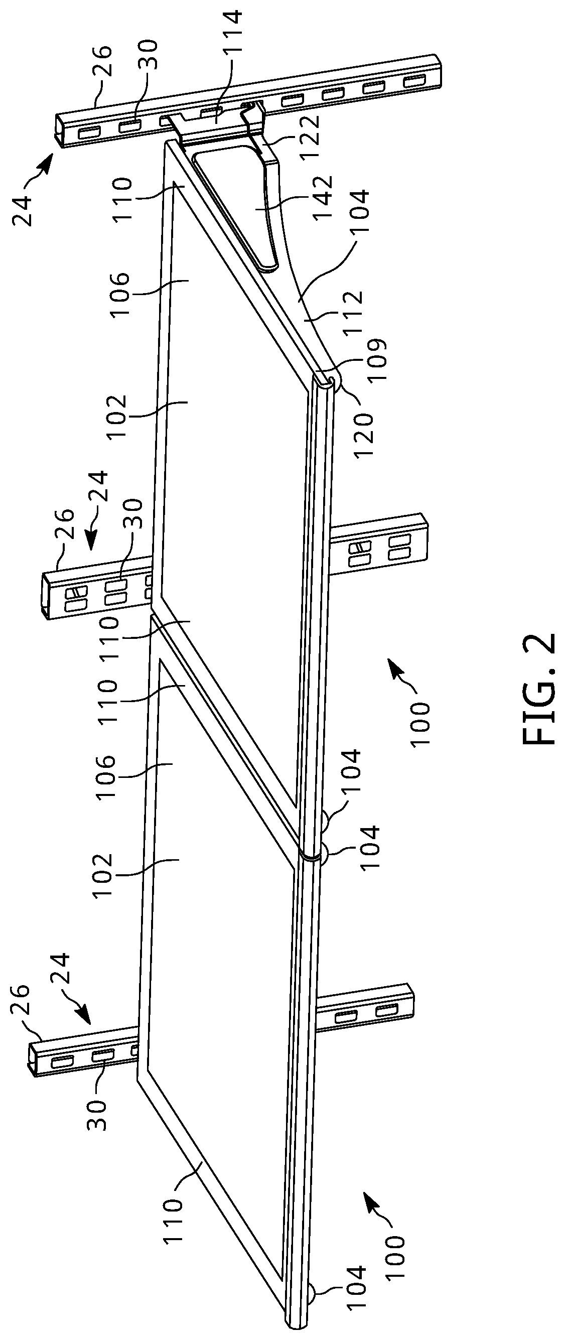 Patent US12137820 Figure 2 – Illuminated shelf assemblies