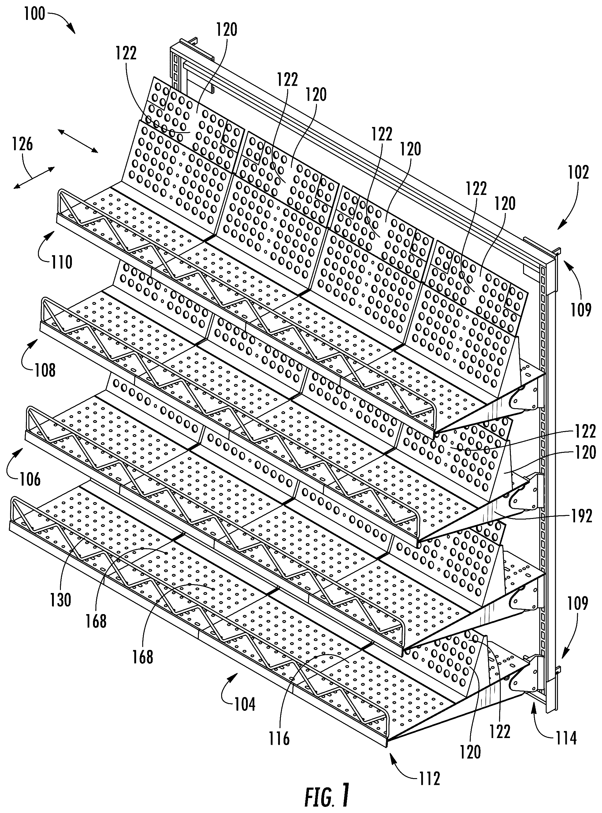Patent US12137822 Figure 1 – Shelving system and methods