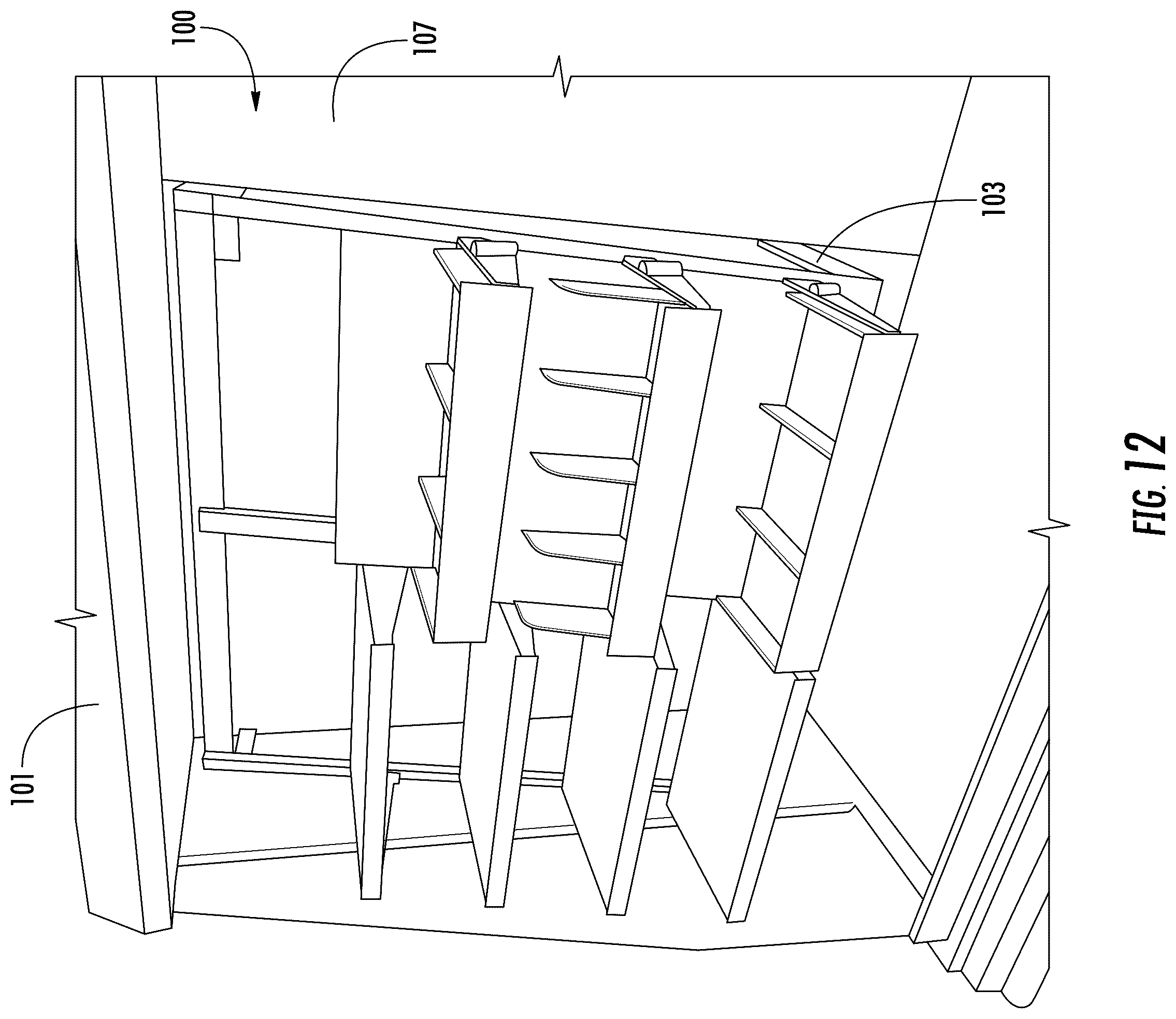 Patent US12137822 Figure 8 – Shelving system and methods