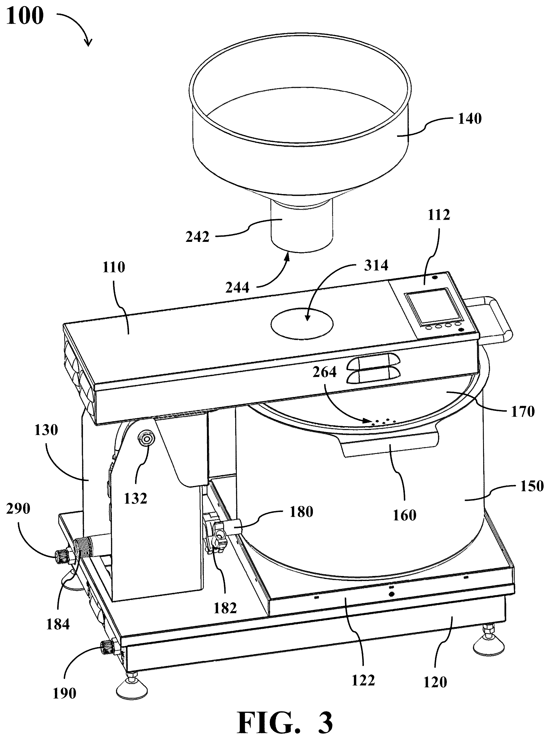 Patent US12137835 Figure 3 – Automatic cooking machine having a blocking element for magnetically attaching on a moving arm