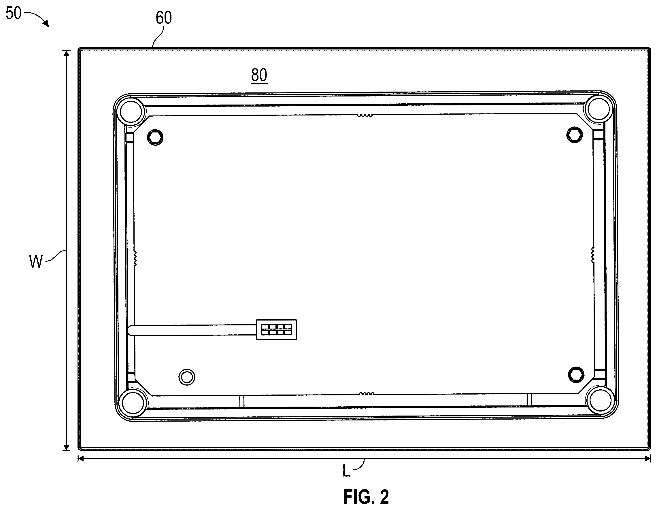 Patent US12137848 Figure 2 – Bathing installation user interface panel with large active display area