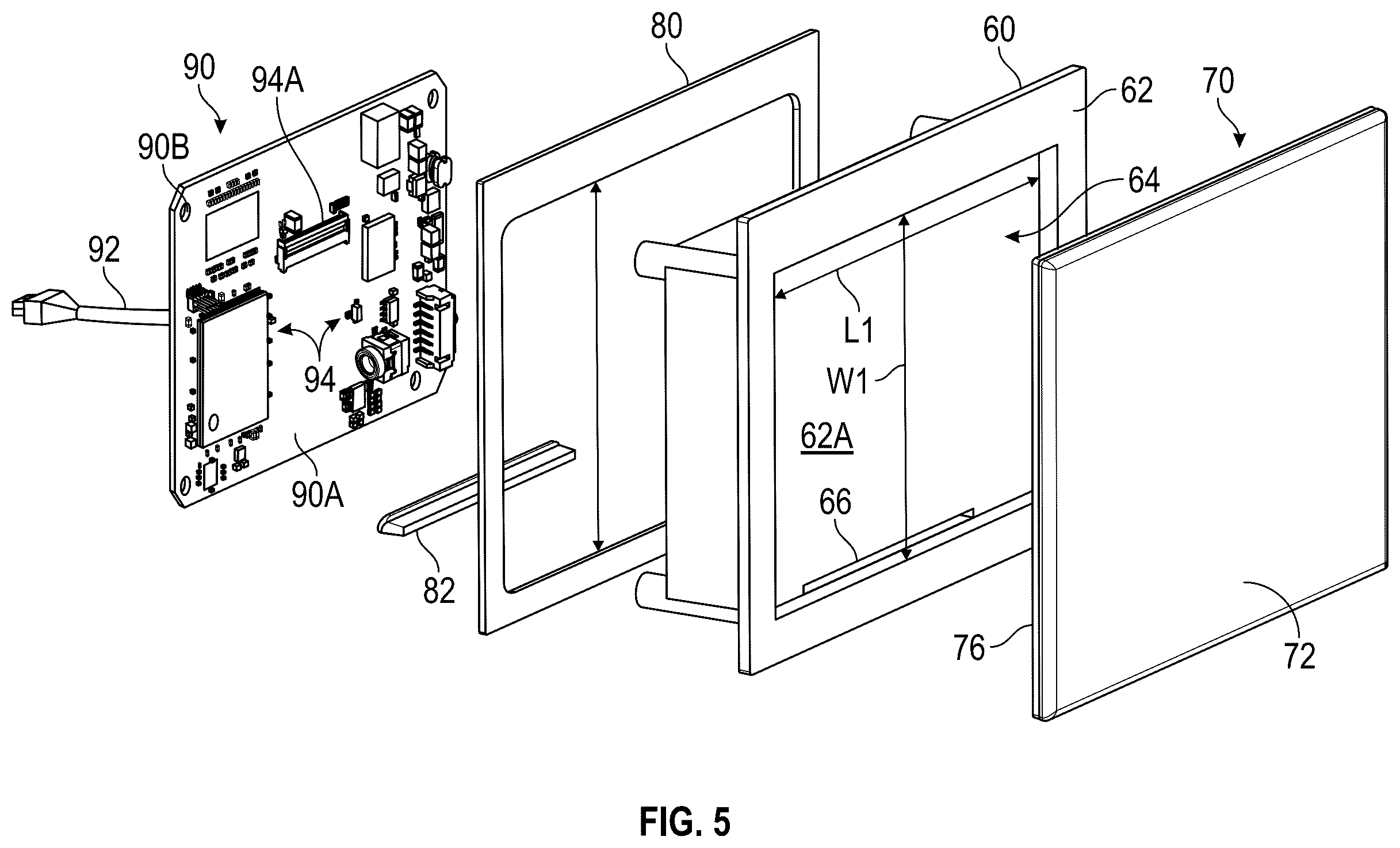 Patent US12137848 Figure 5 – Bathing installation user interface panel with large active display area