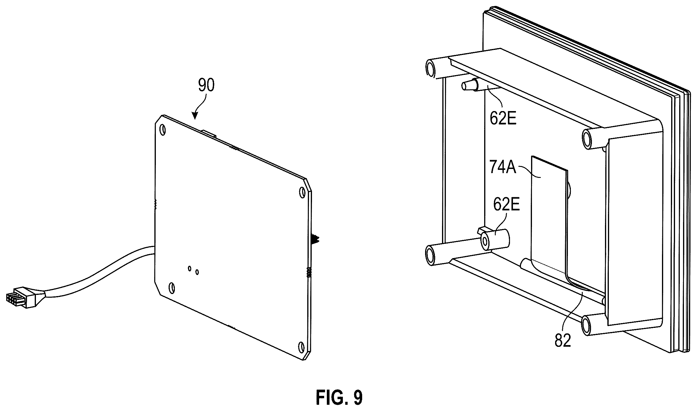 Patent US12137848 Figure 9 – Bathing installation user interface panel with large active display area