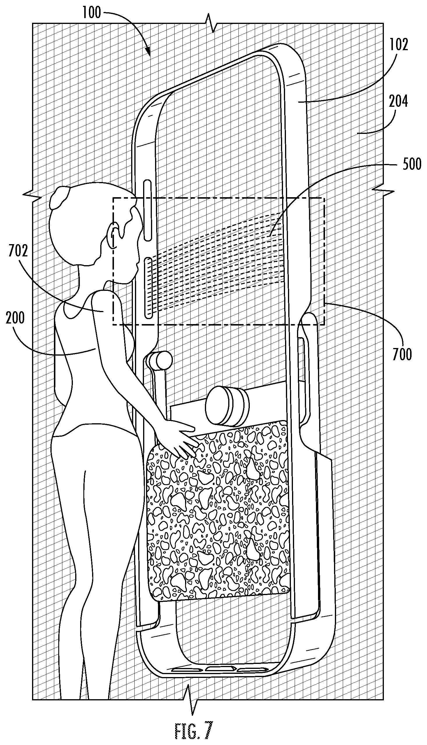 Patent US12137850 Figure 7 – Water delivery integrated shower seat