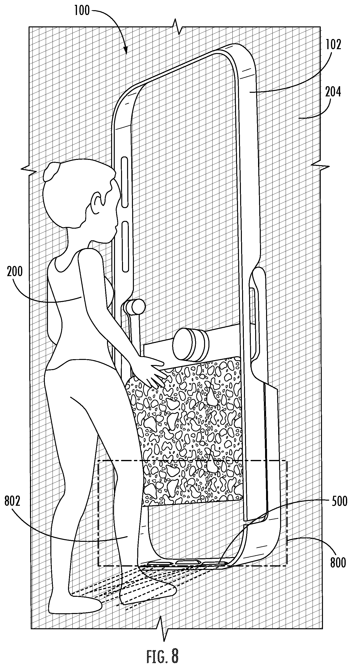 Patent US12137850 Figure 8 – Water delivery integrated shower seat