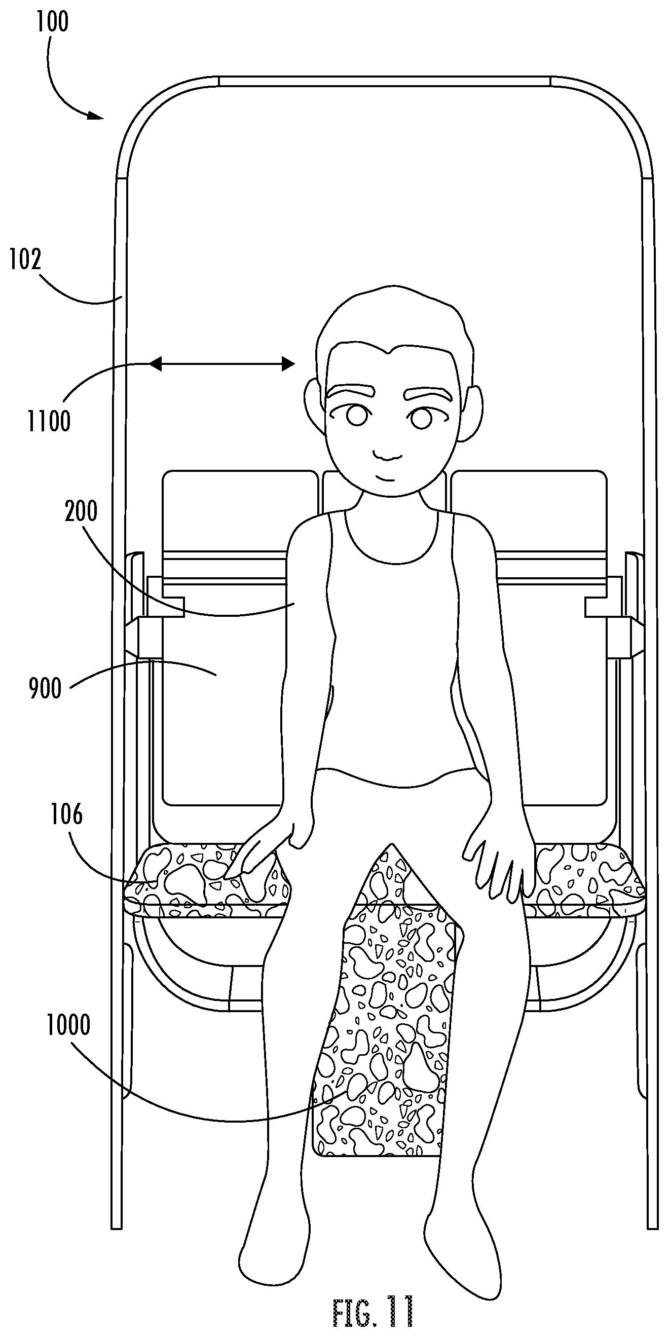 Patent US12137850 Figure 11 – Water delivery integrated shower seat