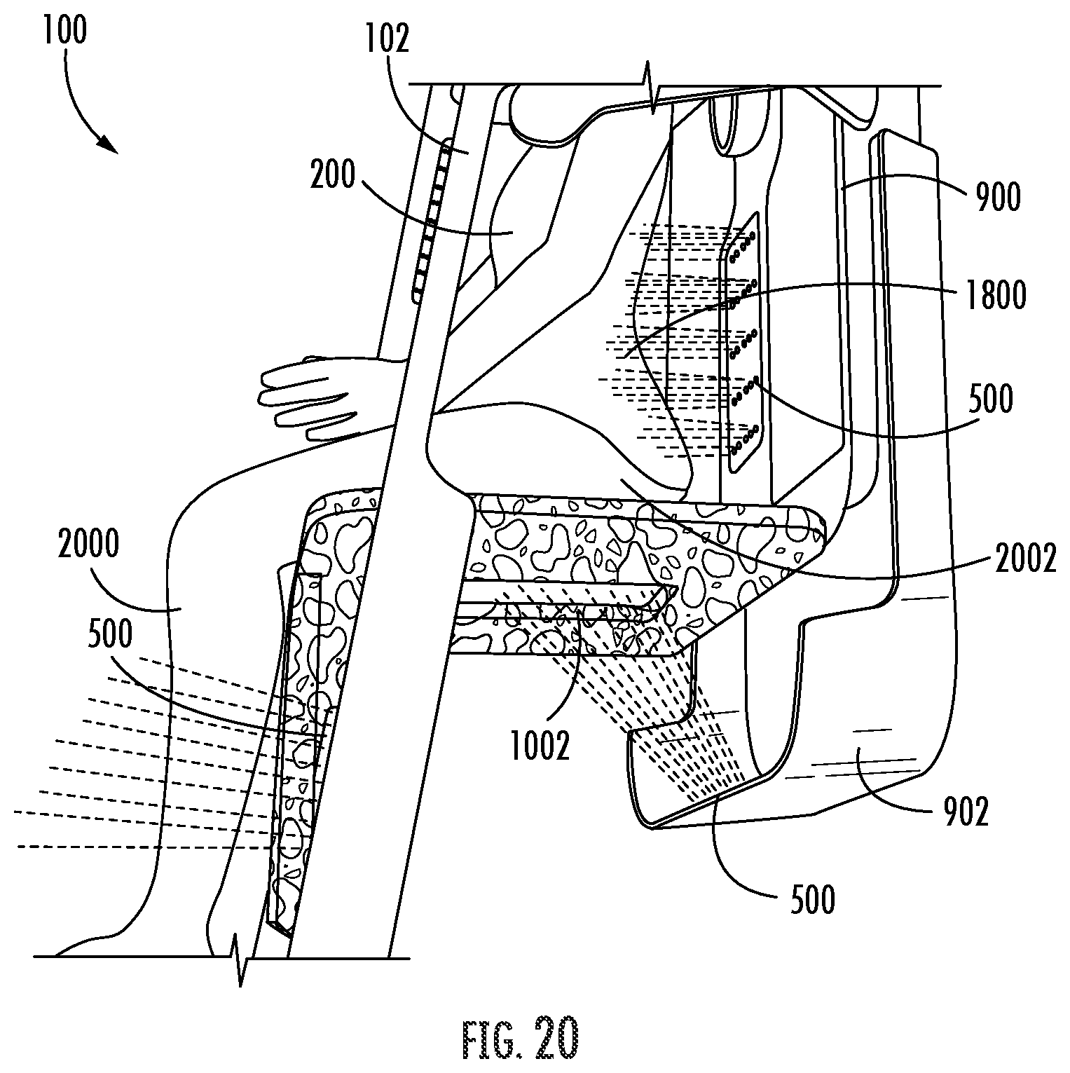 Patent US12137850 Figure 20 – Water delivery integrated shower seat