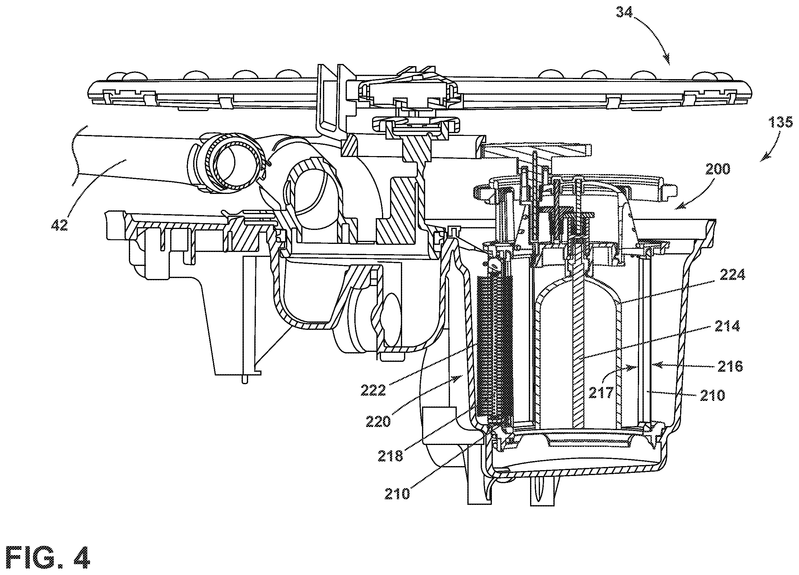 Patent US12137859 Figure 4 – Dishwasher filter assembly