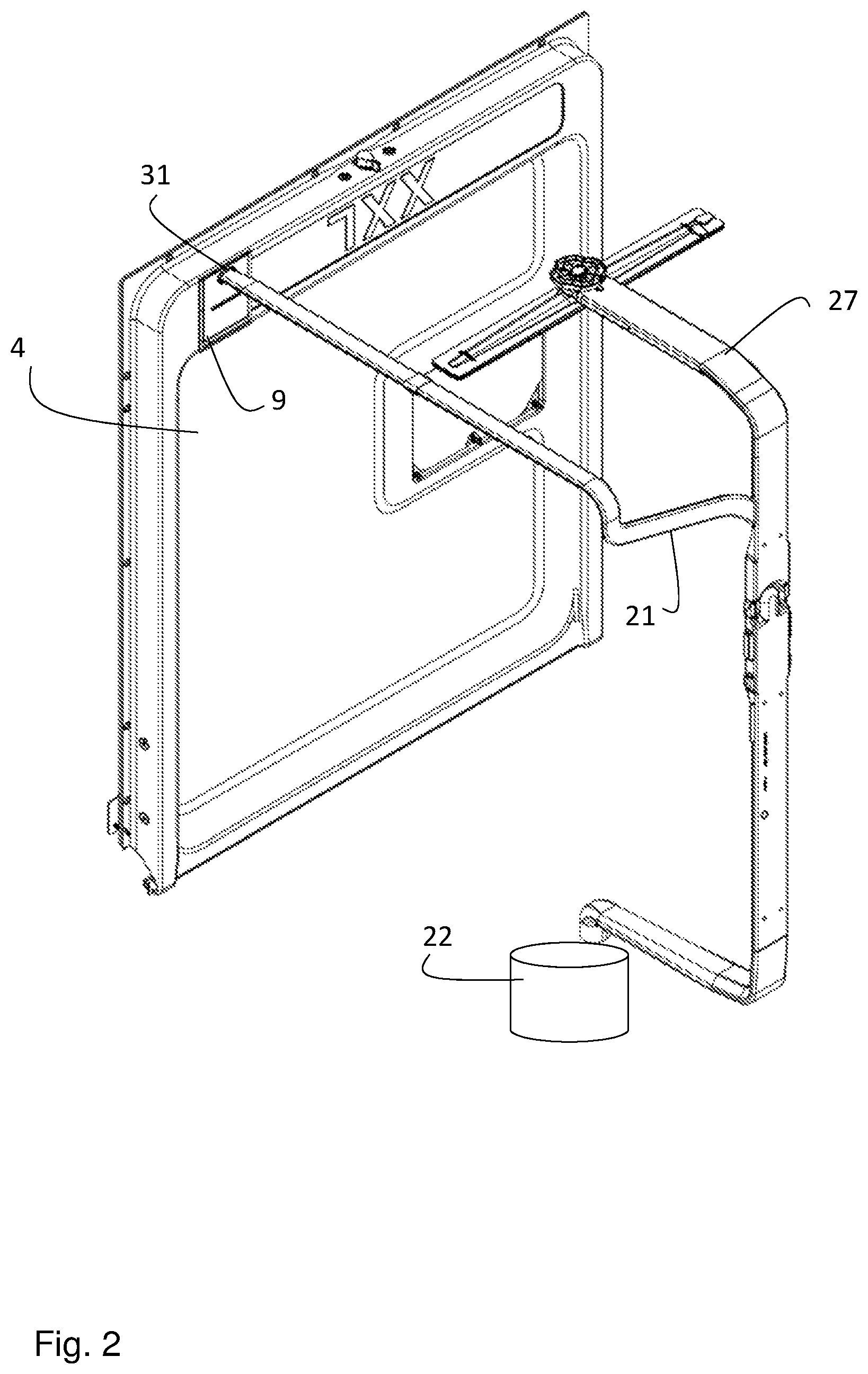 Patent US12137860 Figure 2 – Dishwasher with improved detergent dispenser