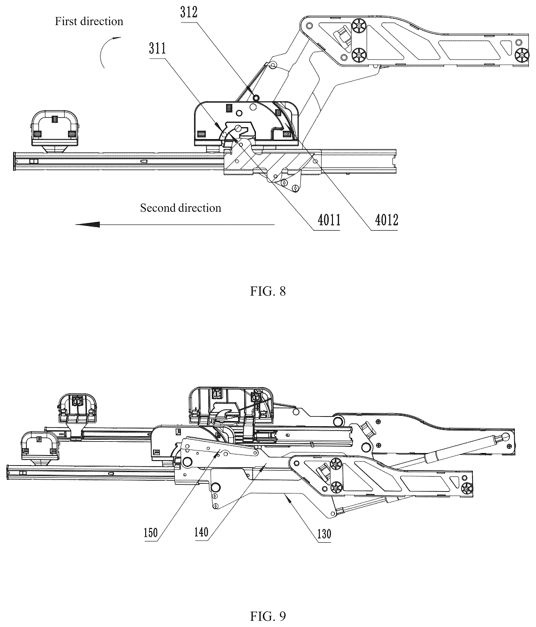 Patent US12137862 Figure 6 – Pivoting and lifting structure with push-pull locking, dishwasher, and household appliance
