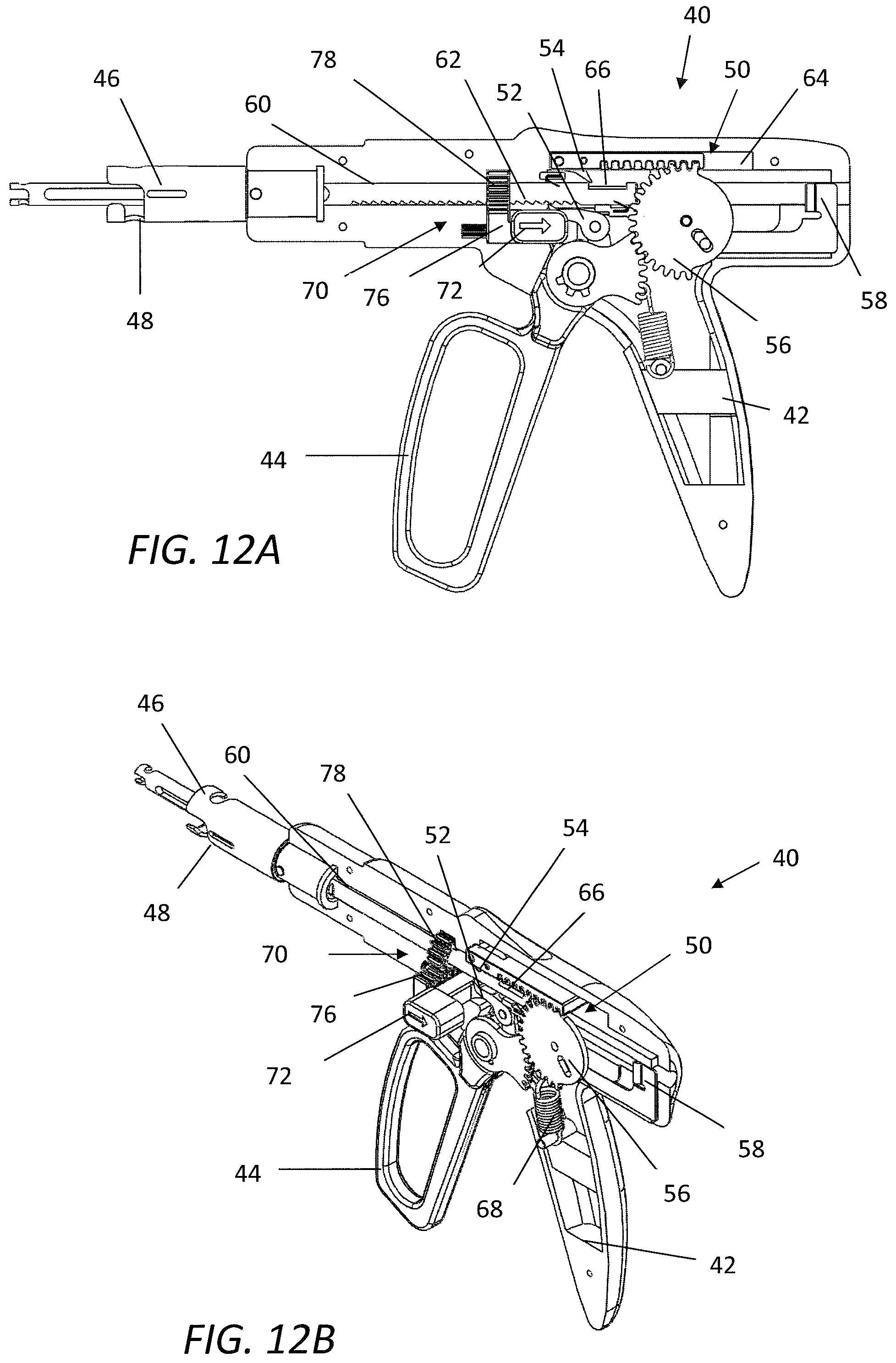 Patent US12137907 Figure 10 – Surgical stapler handle assembly having actuation mechanism with longitudinally rotatable shaft