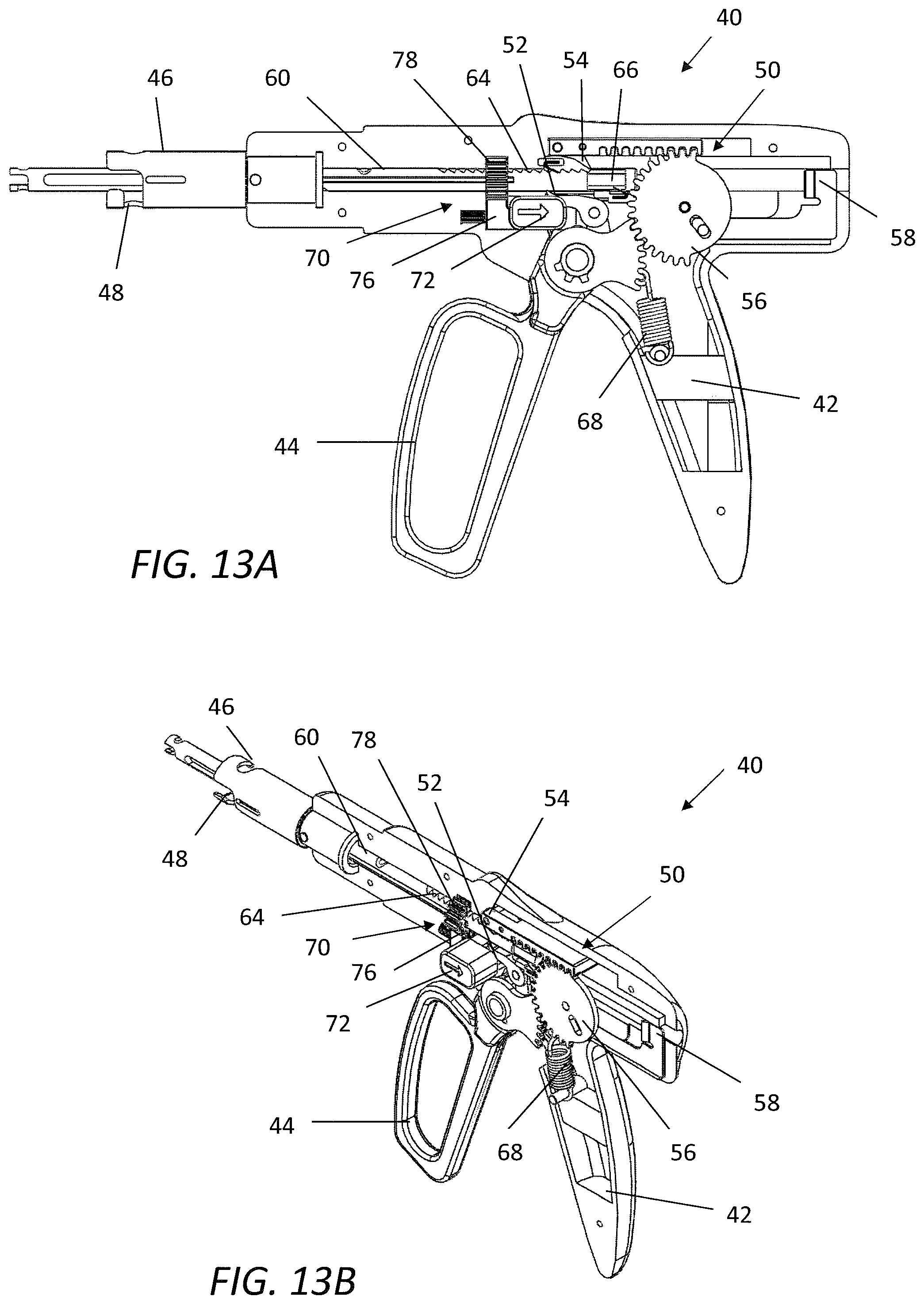 Patent US12137907 Figure 11 – Surgical stapler handle assembly having actuation mechanism with longitudinally rotatable shaft
